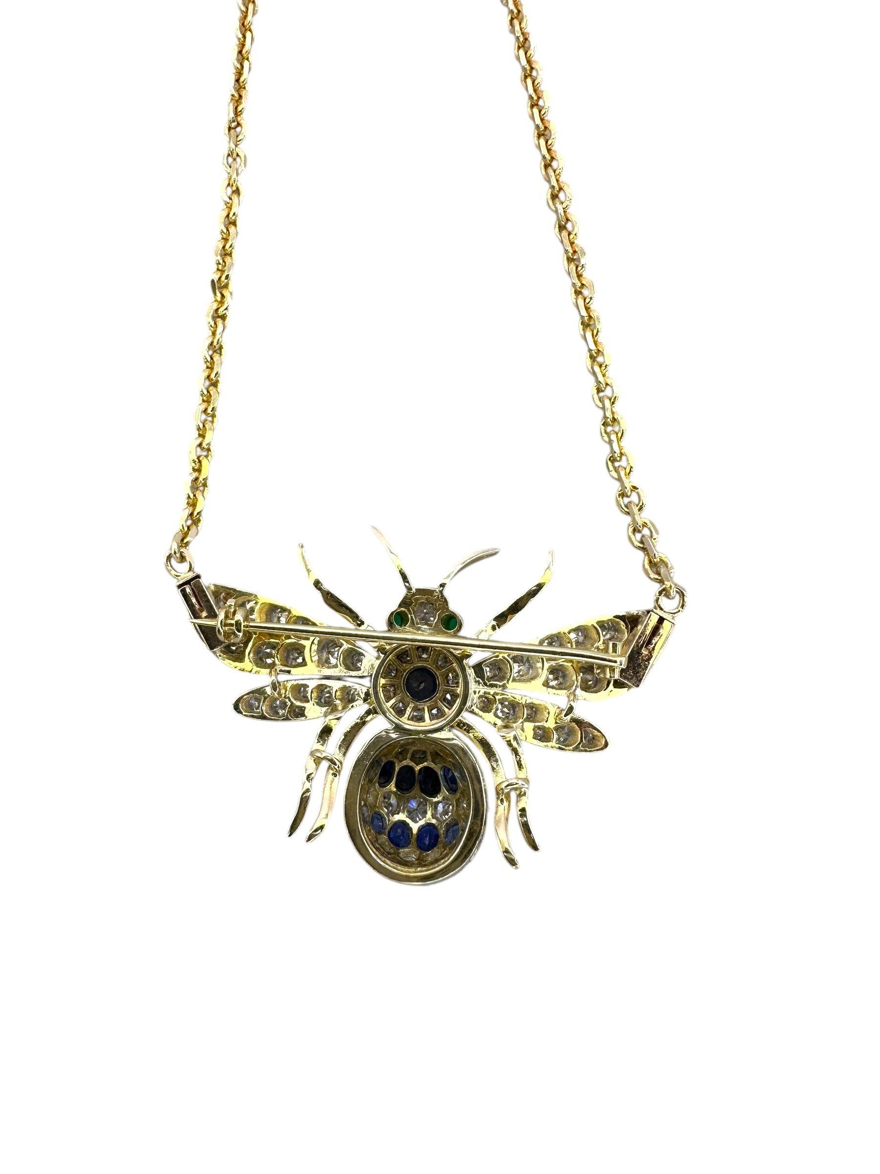 14k/ 18k Bee Brooch Pendant Necklace