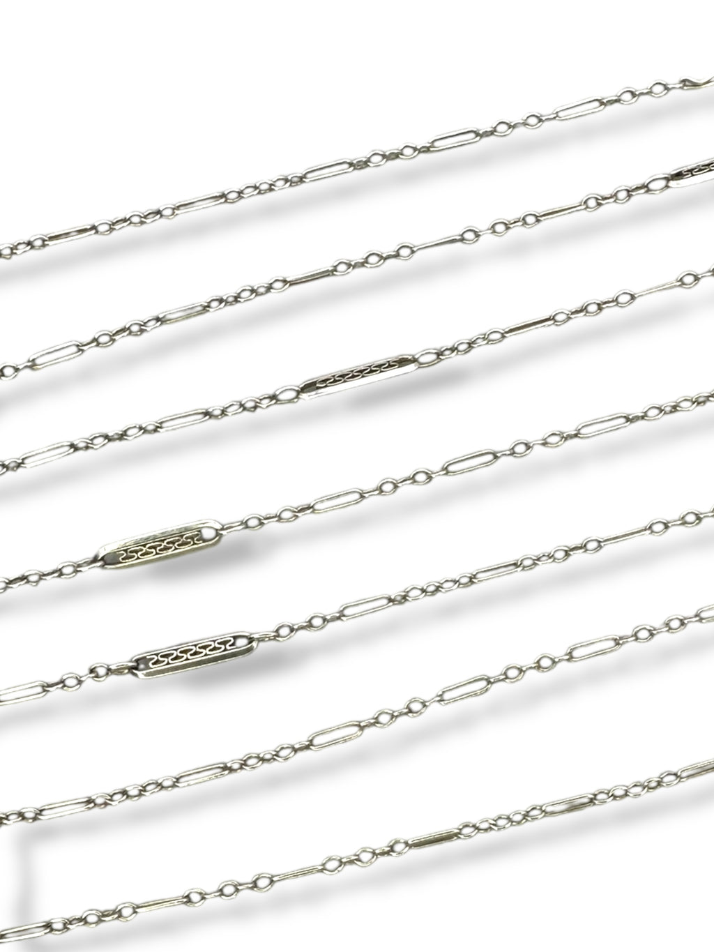 14k White Gold Art Deco Chain Necklace