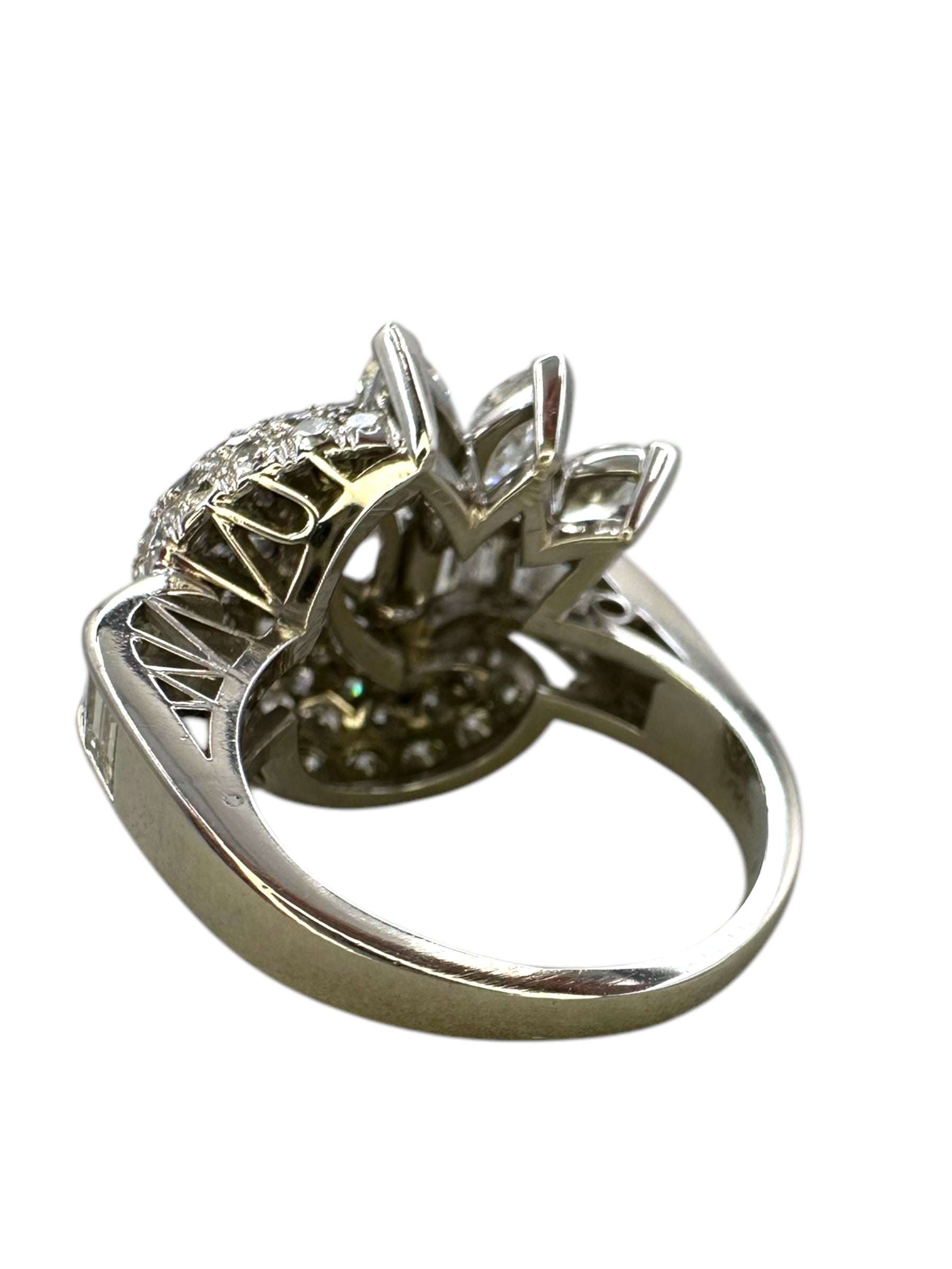 Retro Platinum Diamond Cocktail Ring