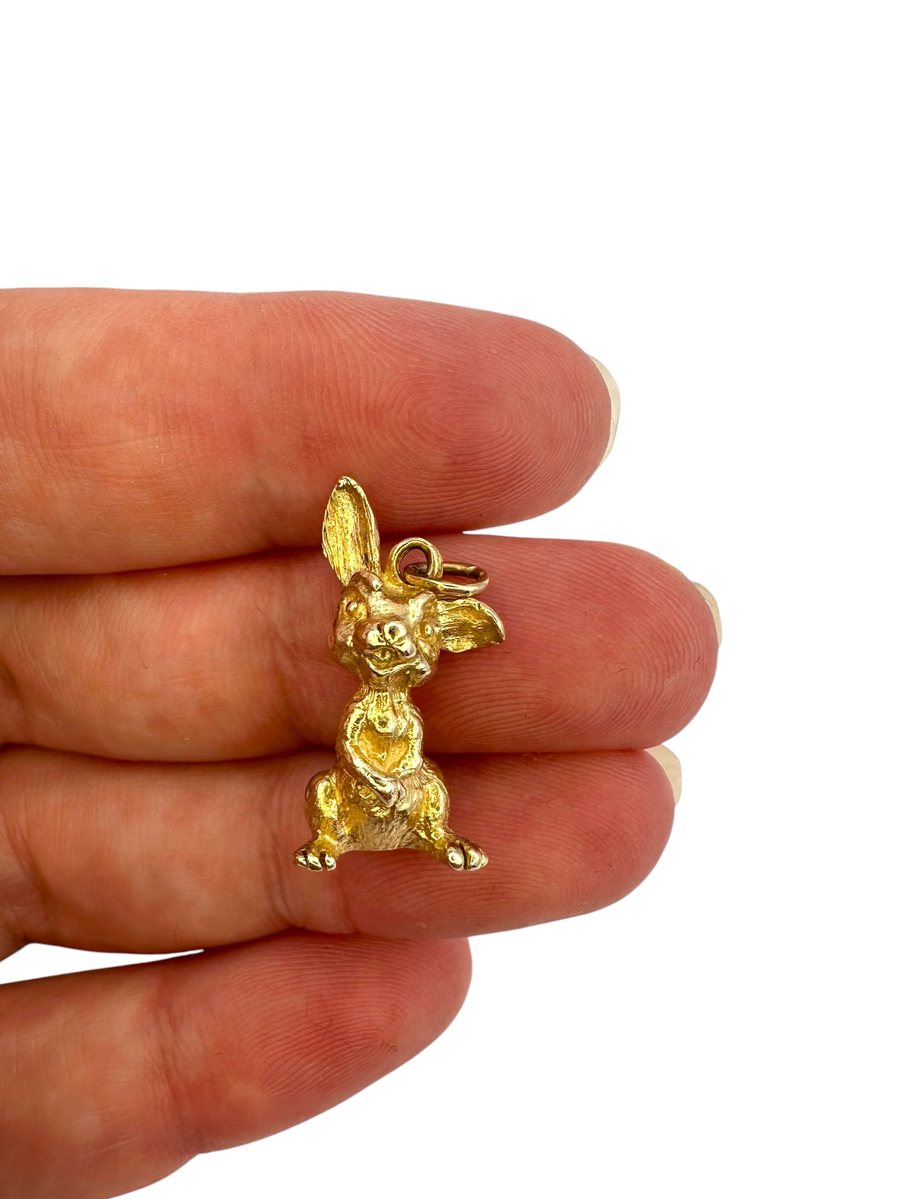 14k Laughing Rabbit Pendant