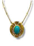 18k Turquoise Egyptian Bird Pendant Necklace