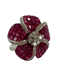 14k Ruby Diamond Flower Ring