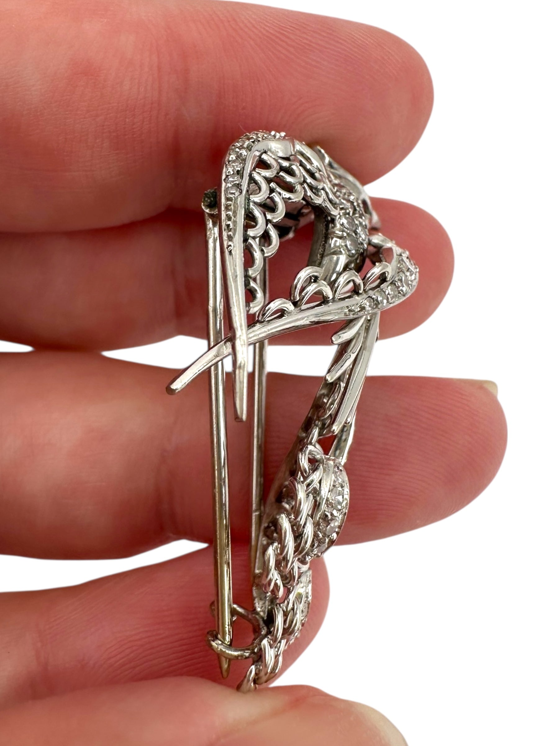 Platinum Diamond Phoenix Bird Brooch