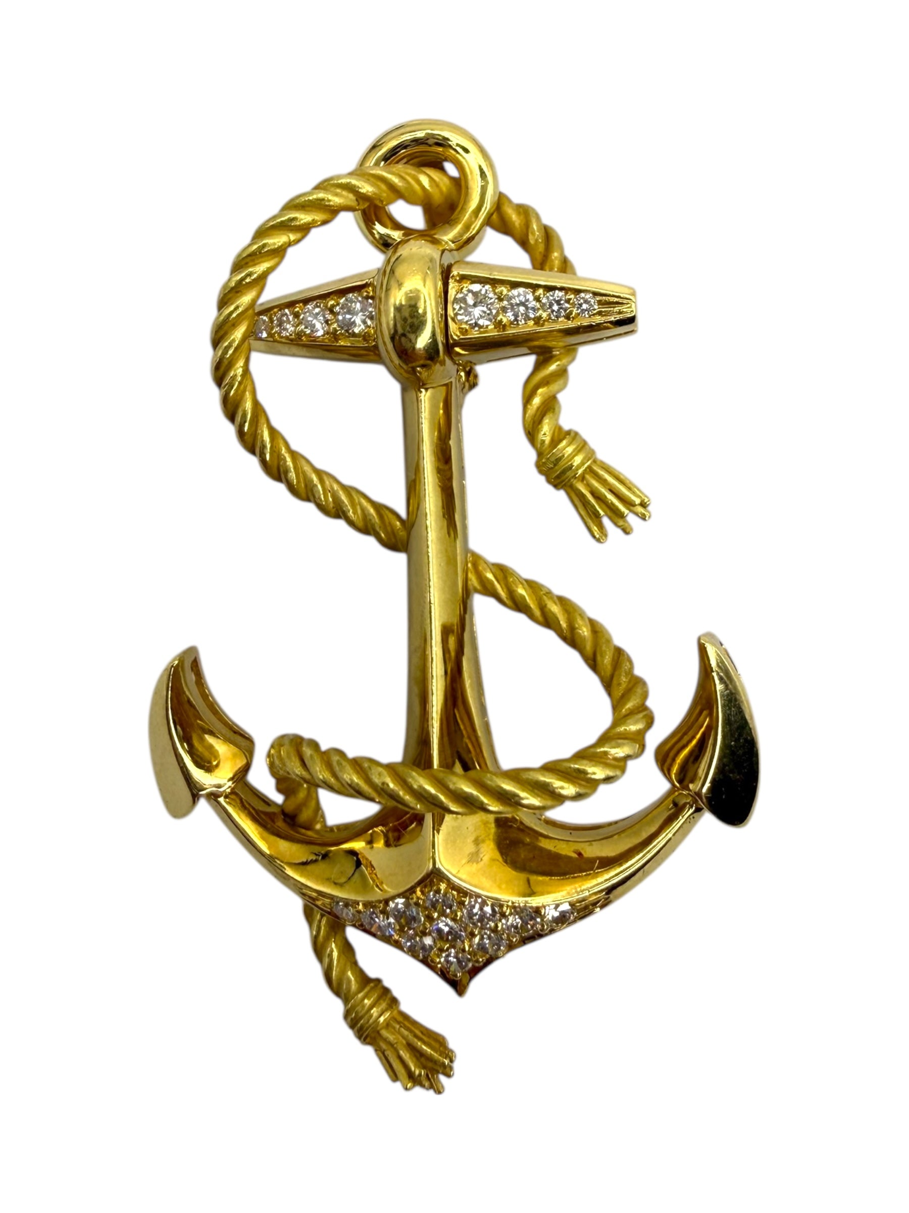 18k Diamond Anchor Brooch/Pendant