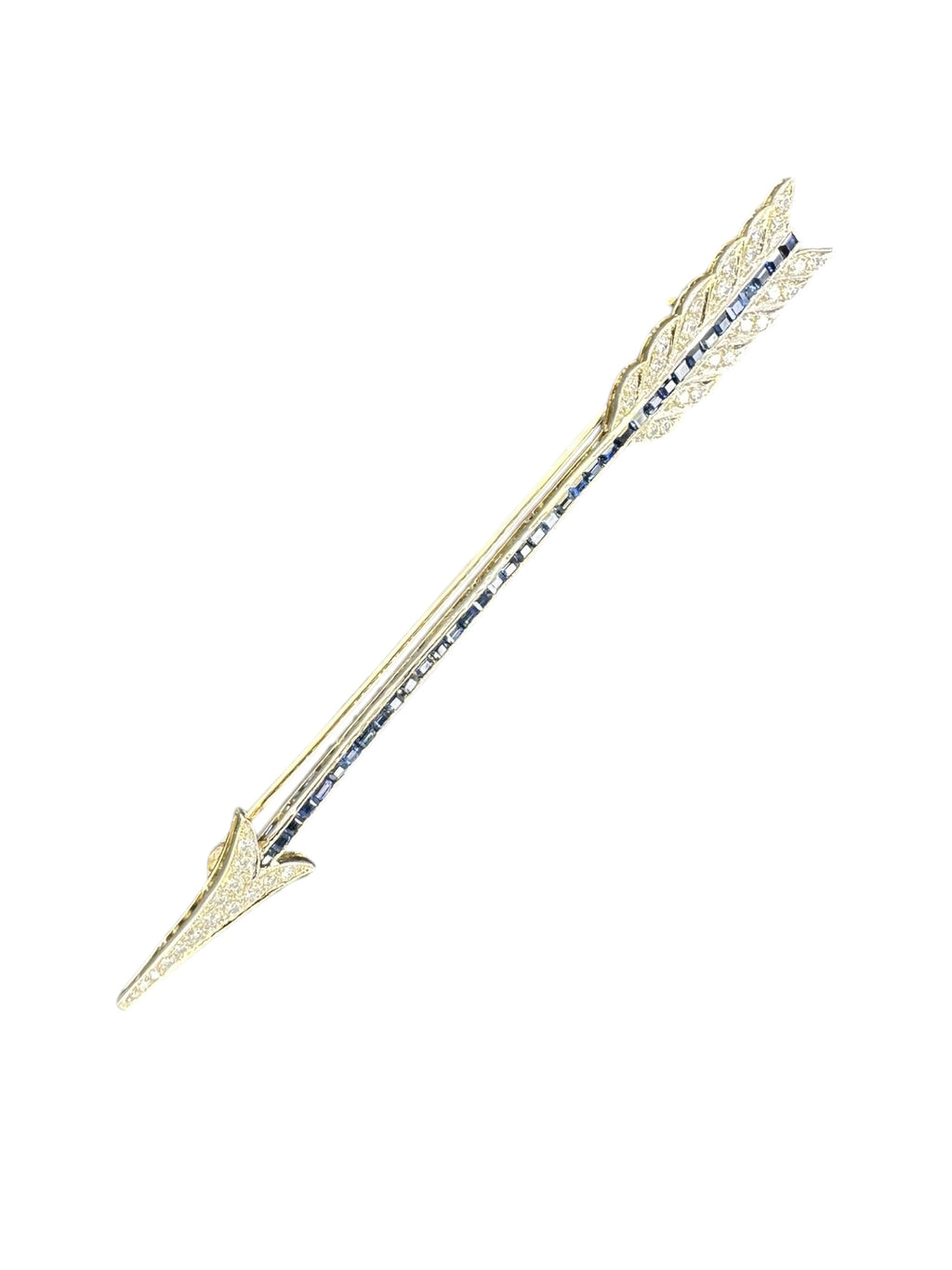 18k Sapphire Diamond Arrow Brooch