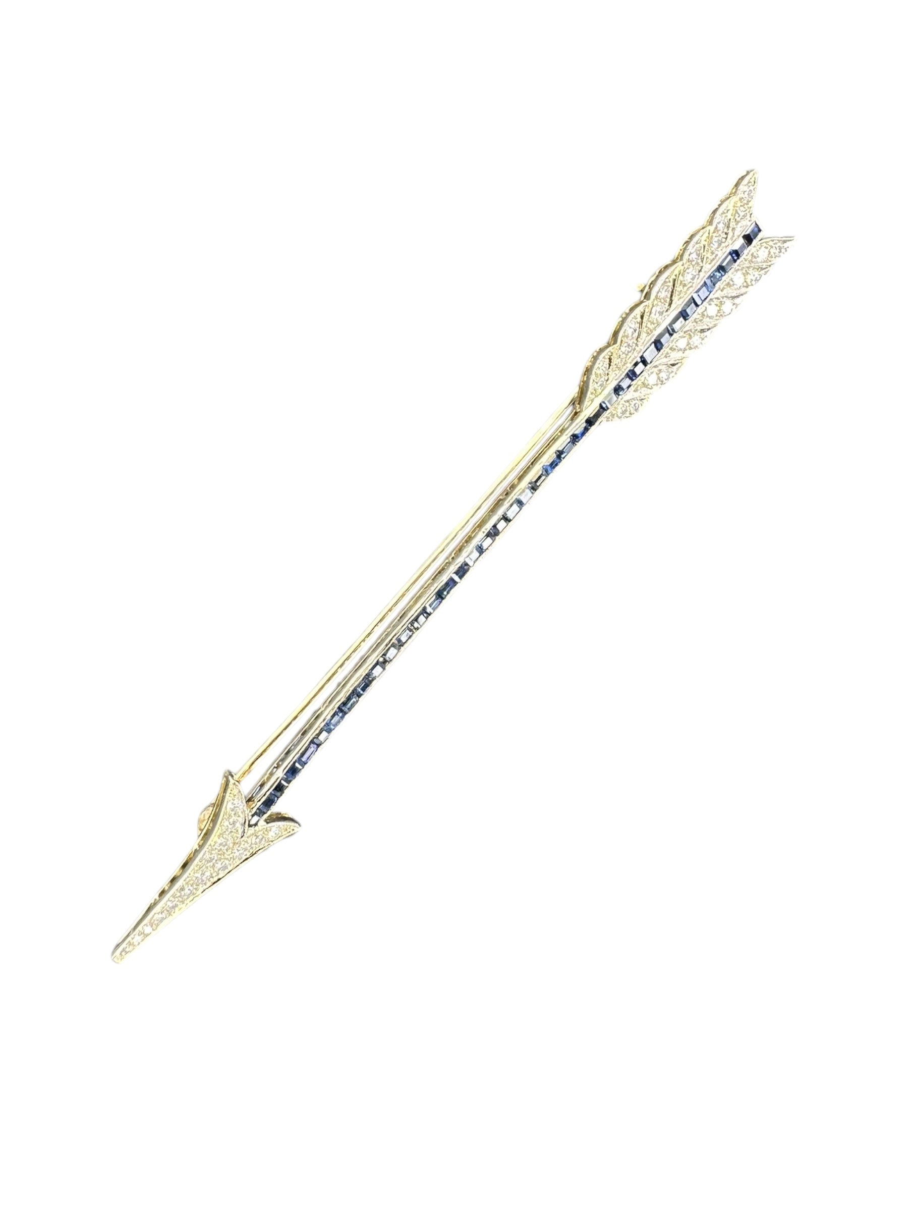 18k Sapphire Diamond Arrow Brooch