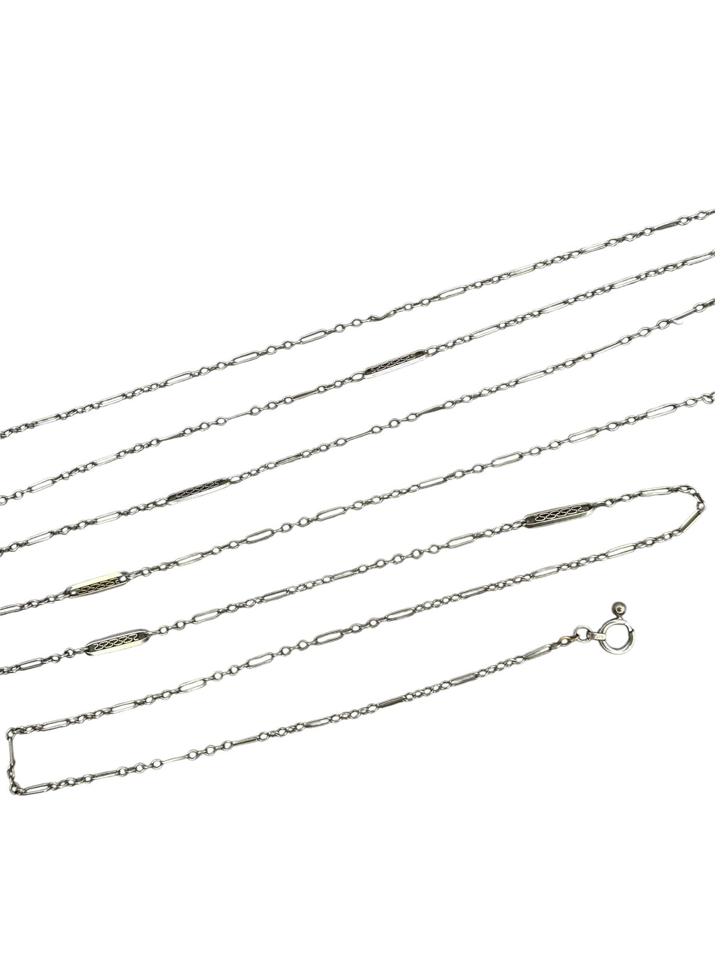 14k White Gold Art Deco Chain Necklace