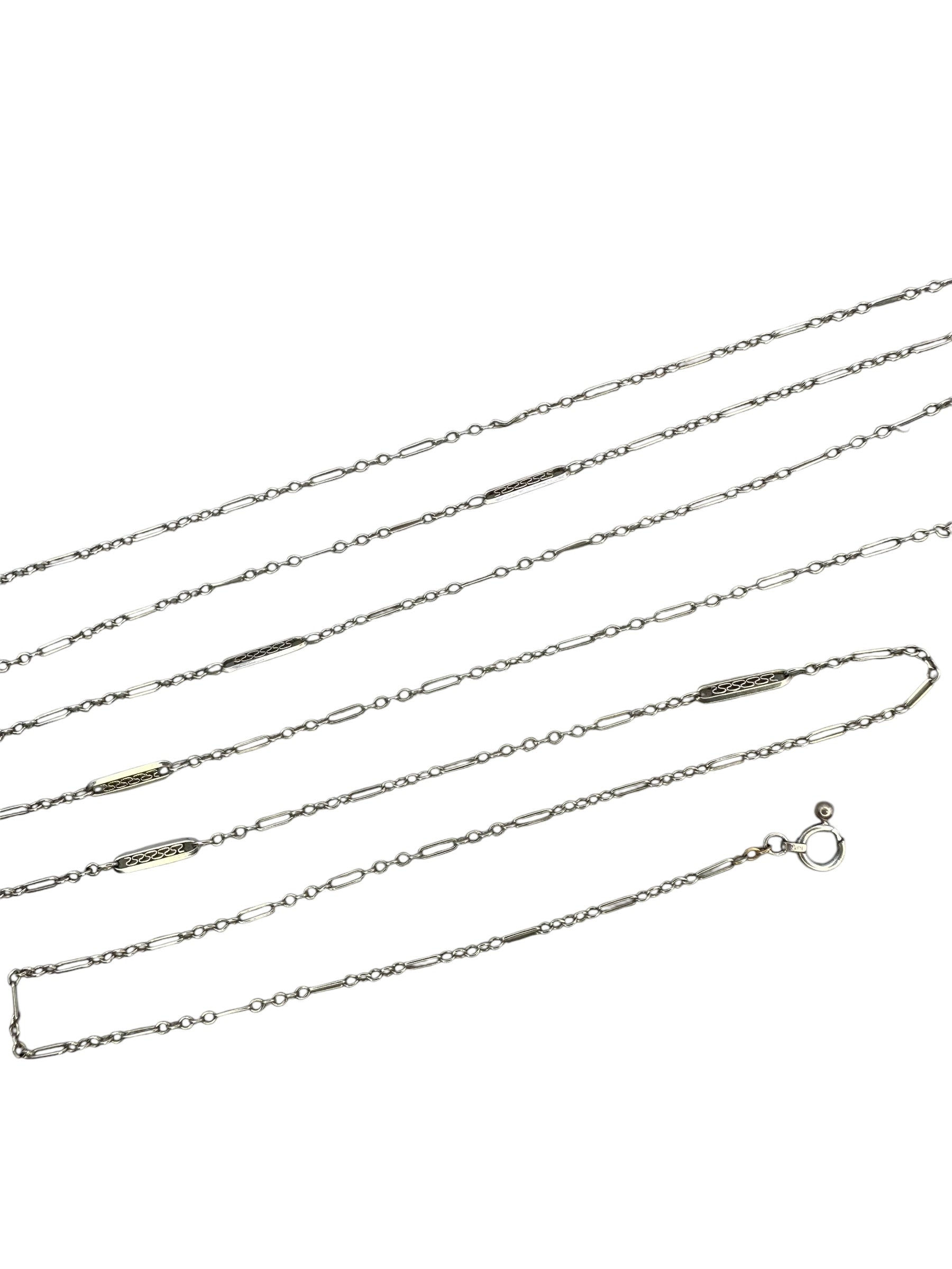 14k White Gold Art Deco Chain Necklace