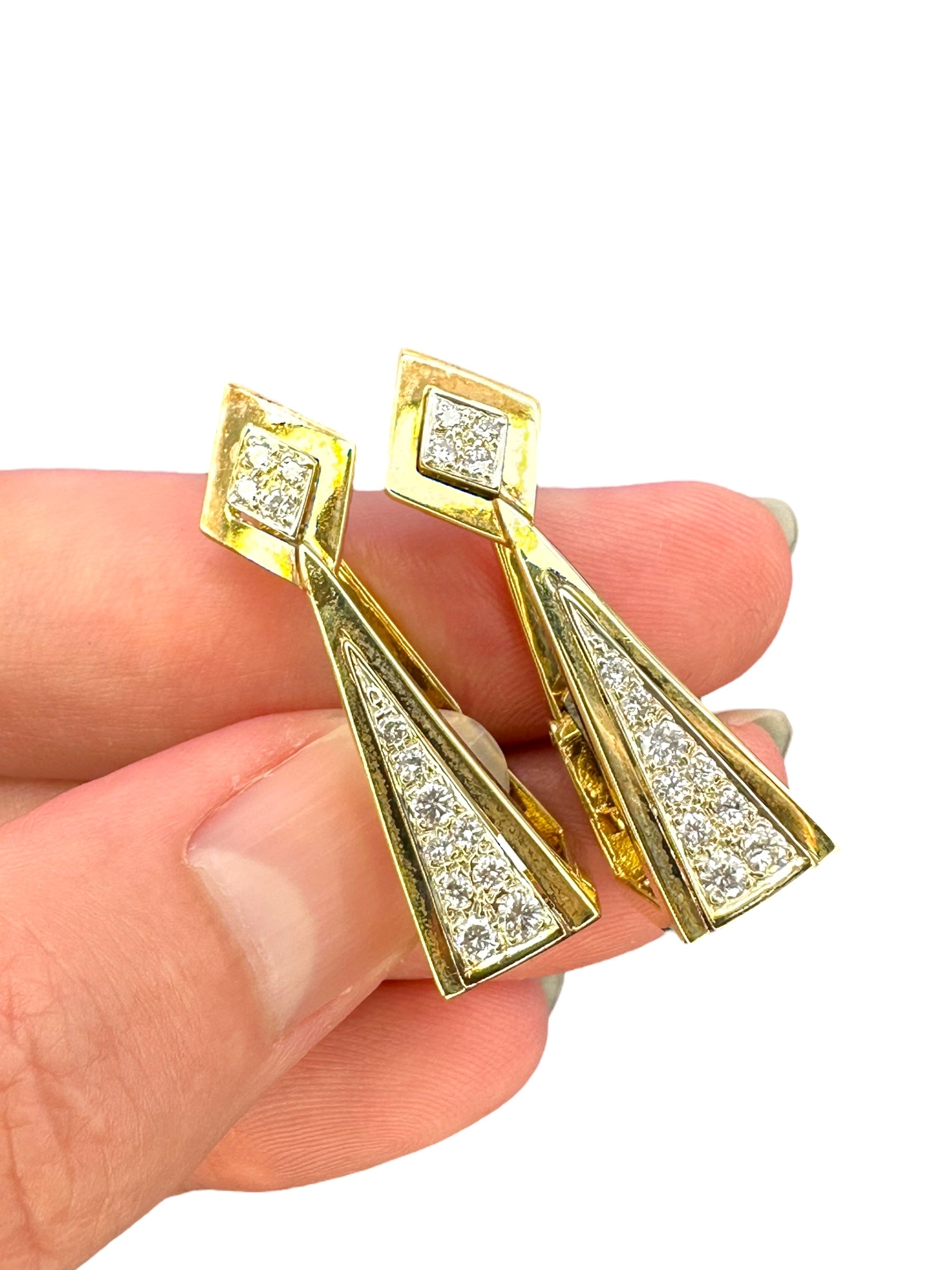 14k Diamond Drop/ Hoop Earrings