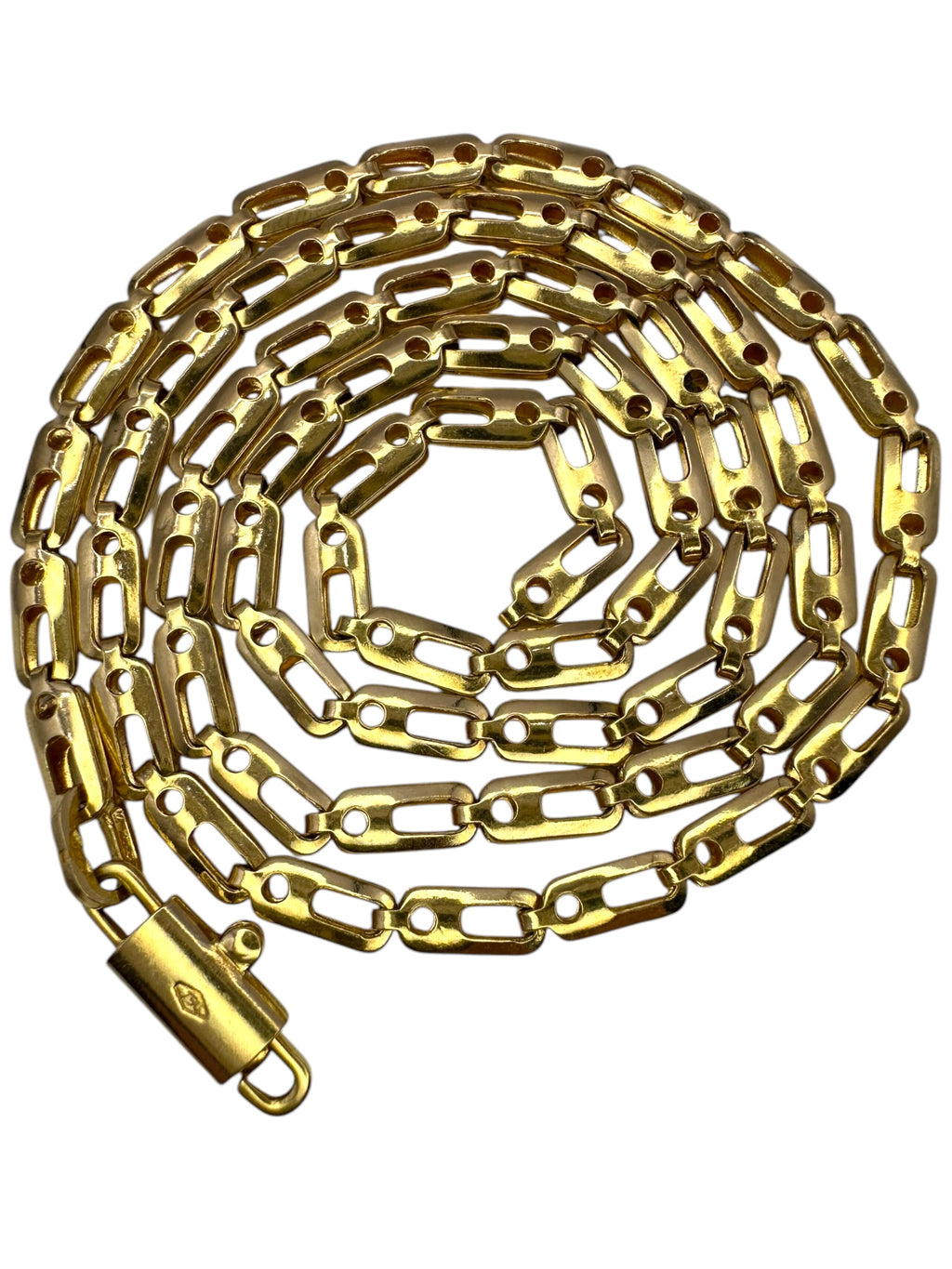 18k Yellow Gold Dot Dash Fancy Link Necklace