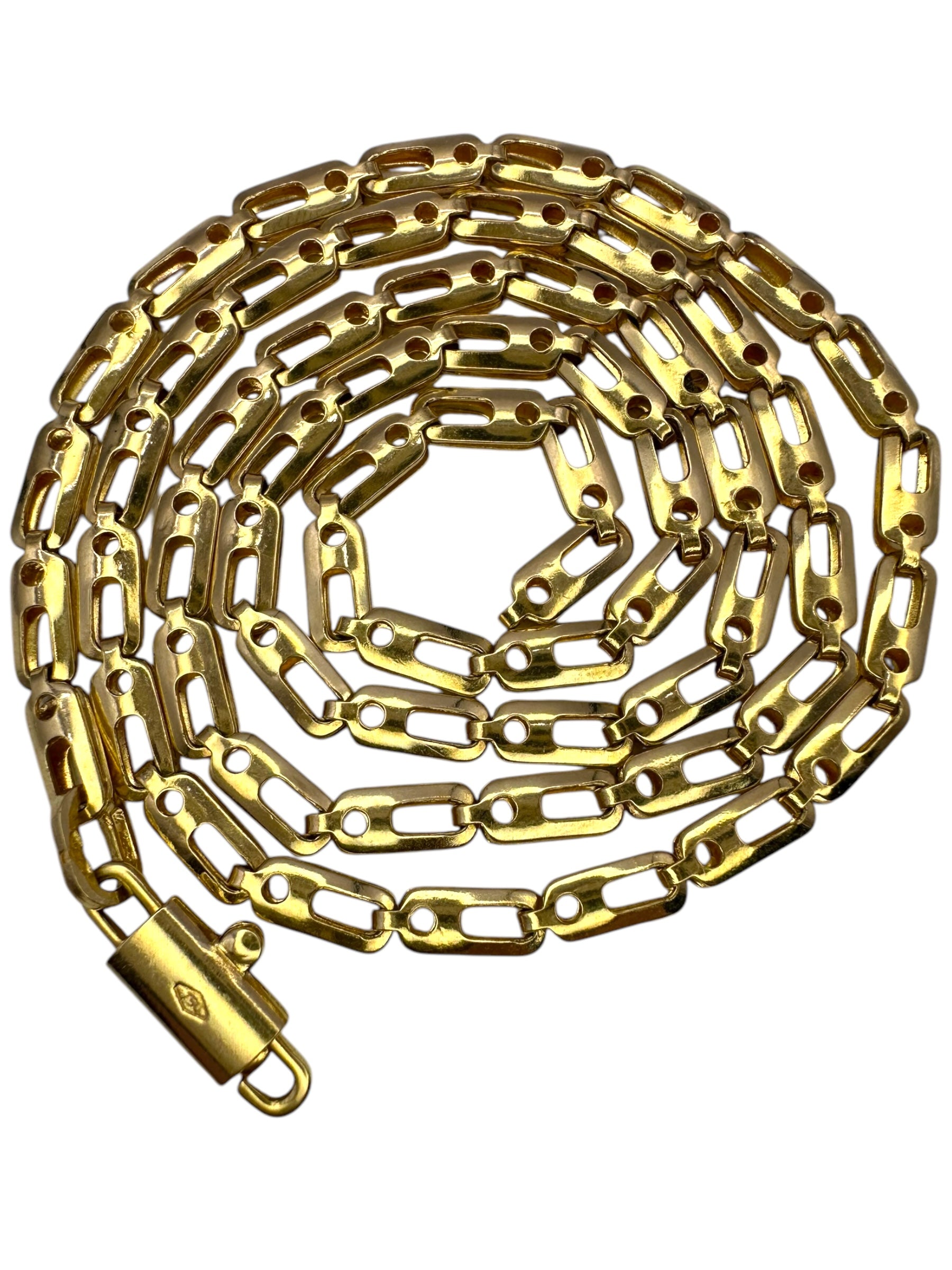 18k Yellow Gold Dot Dash Fancy Link Necklace