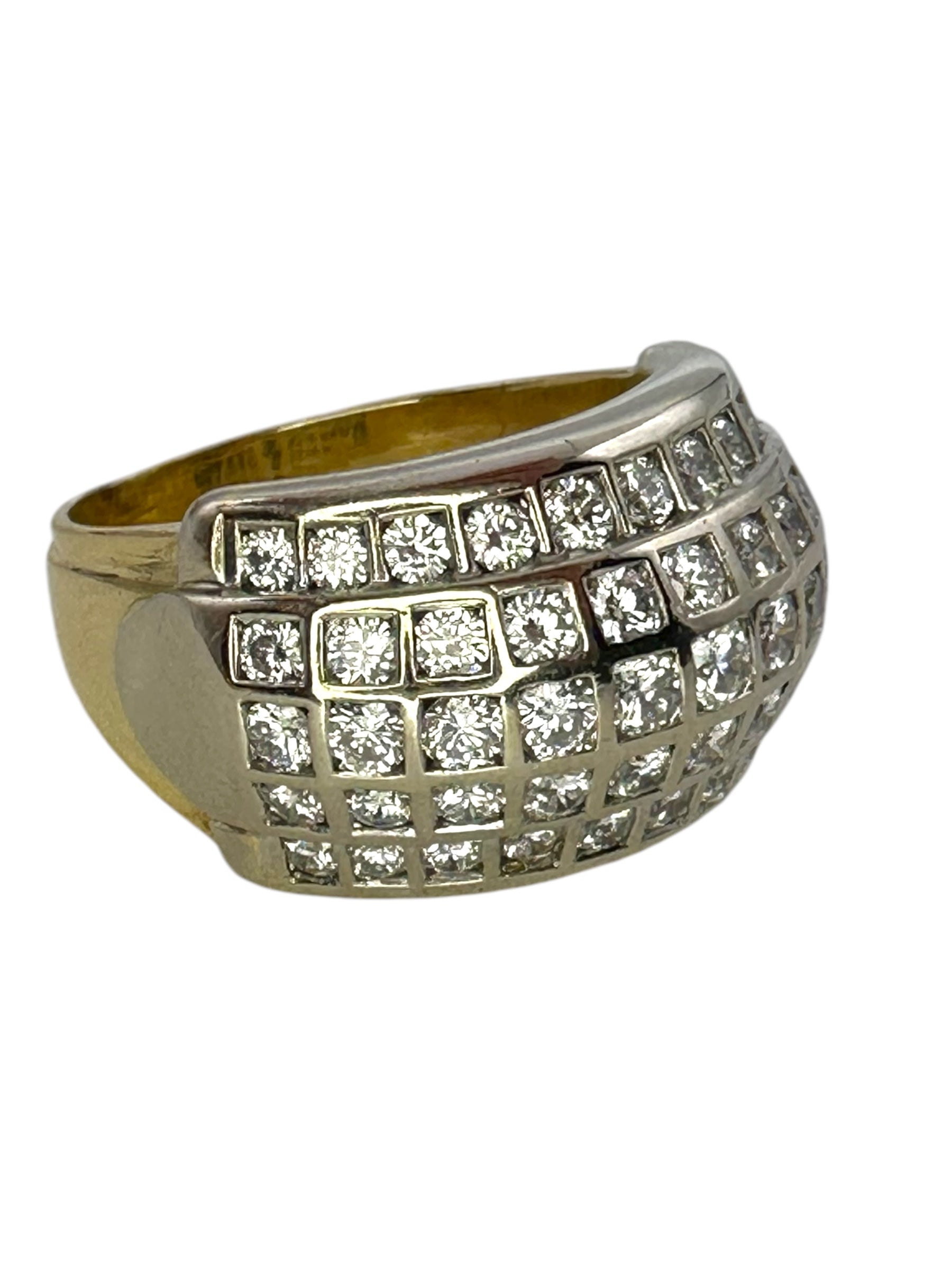 18k Two Tone Chunky Diamond Band Ring
