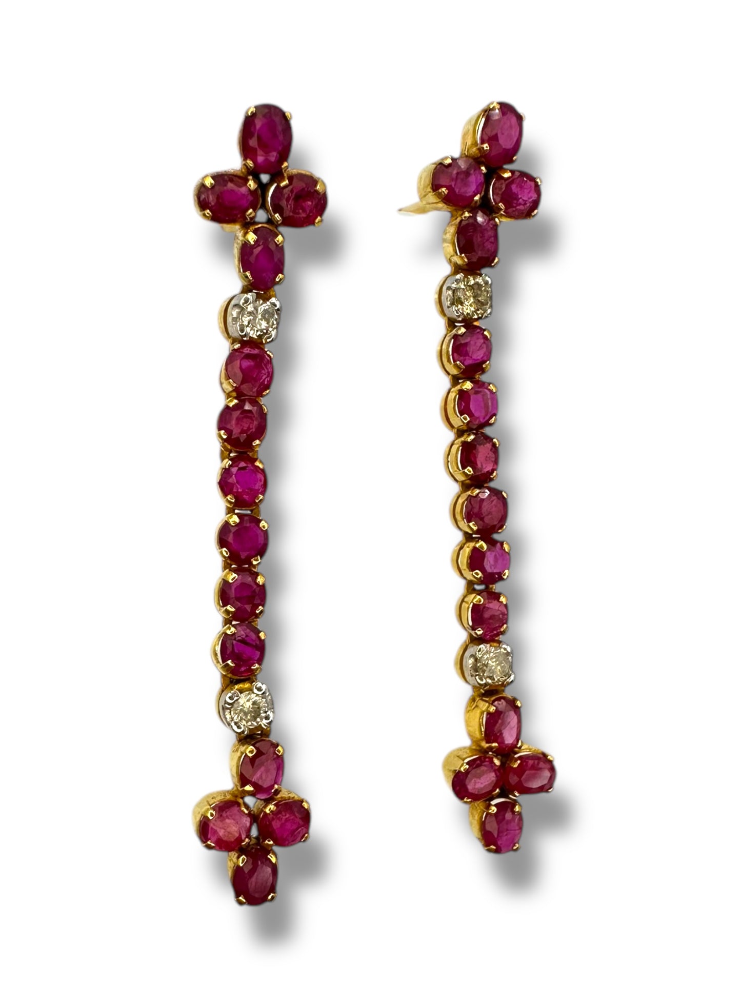 21k Ruby Diamond Cross Drop Earrings