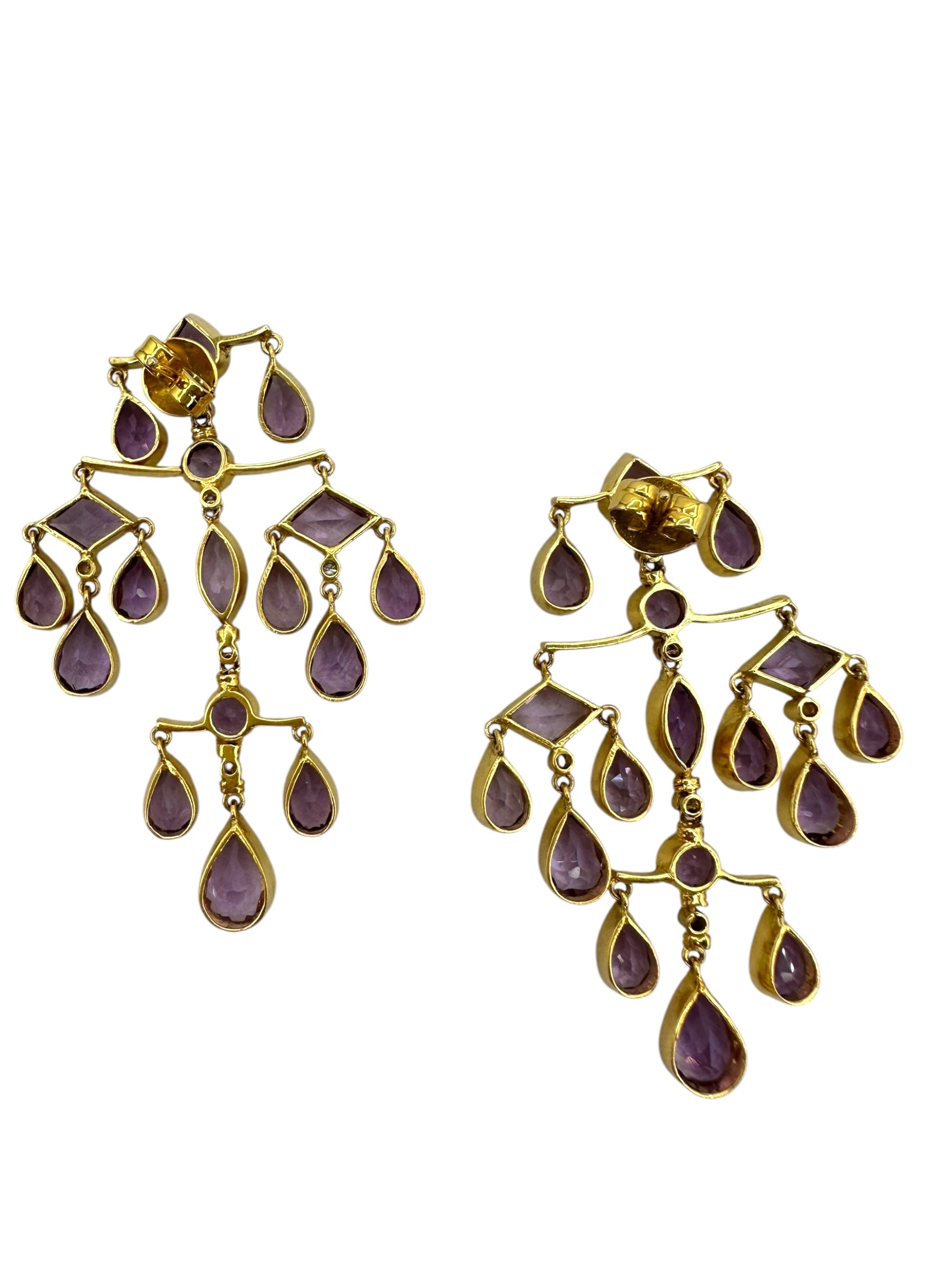14k Amethyst Diamond Chandelier Earrings