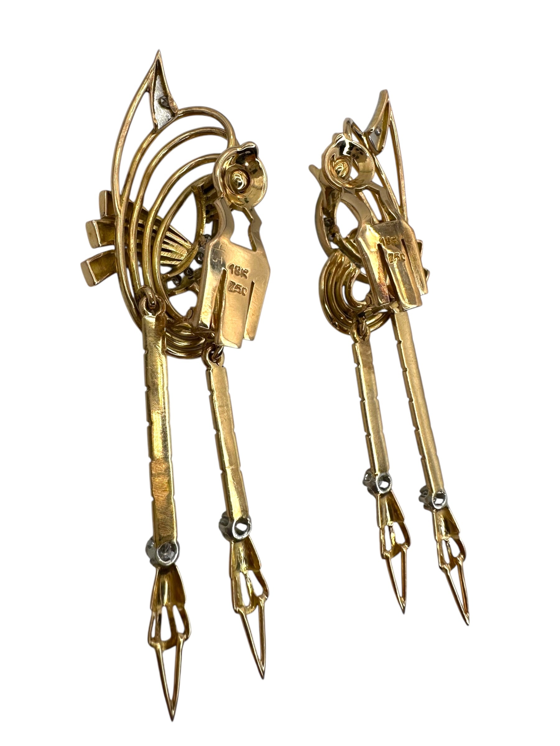 18k Retro Drop Earrings