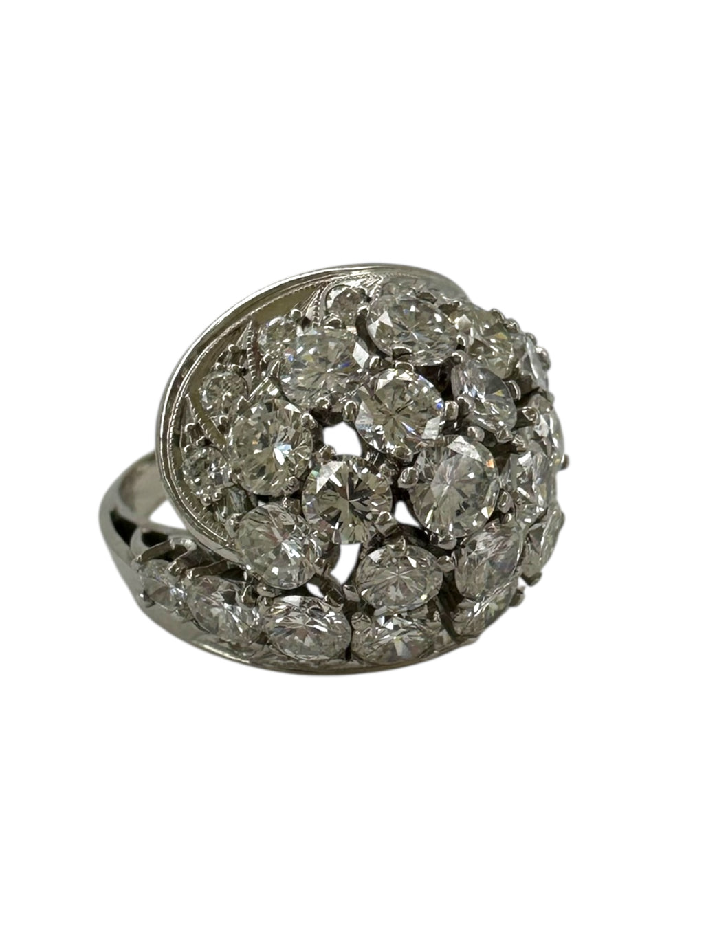 Platinum Bombe Cluster Cocktail Ring
