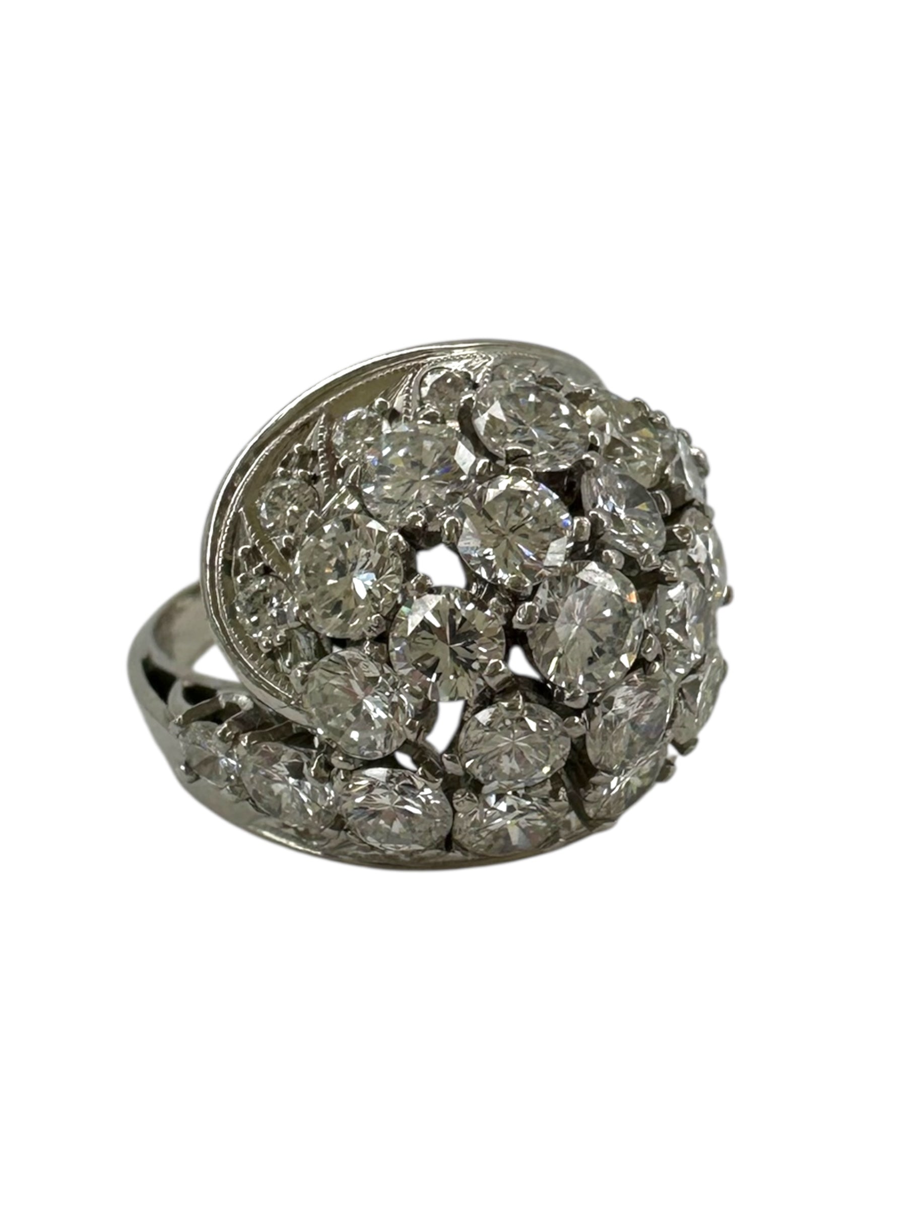 Platinum Bombe Cluster Cocktail Ring
