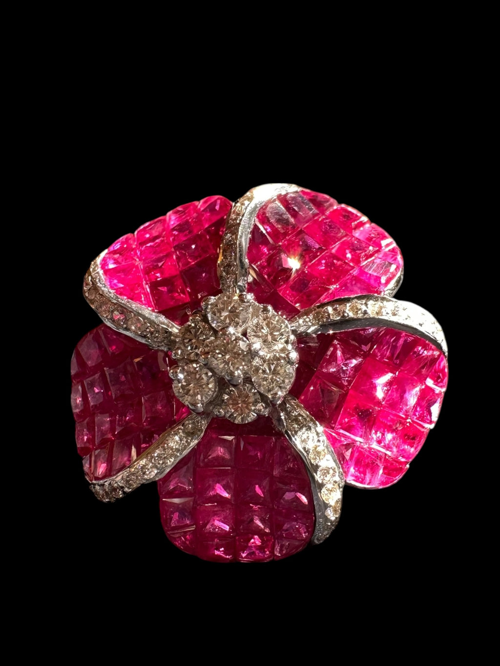 14k Ruby Diamond Flower Ring