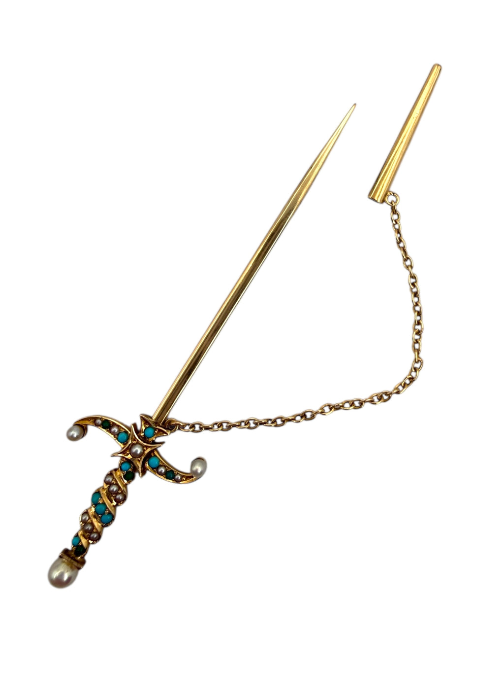 14k Victorian Sword Jabot Brooch