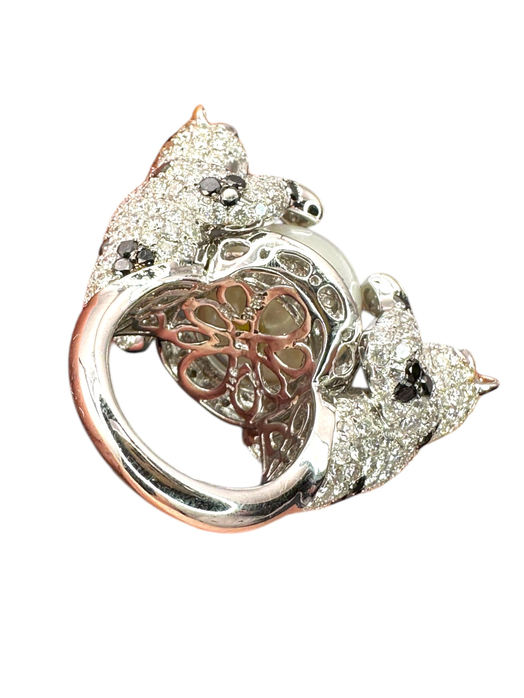 18k Diamond Pearl Panther Ring