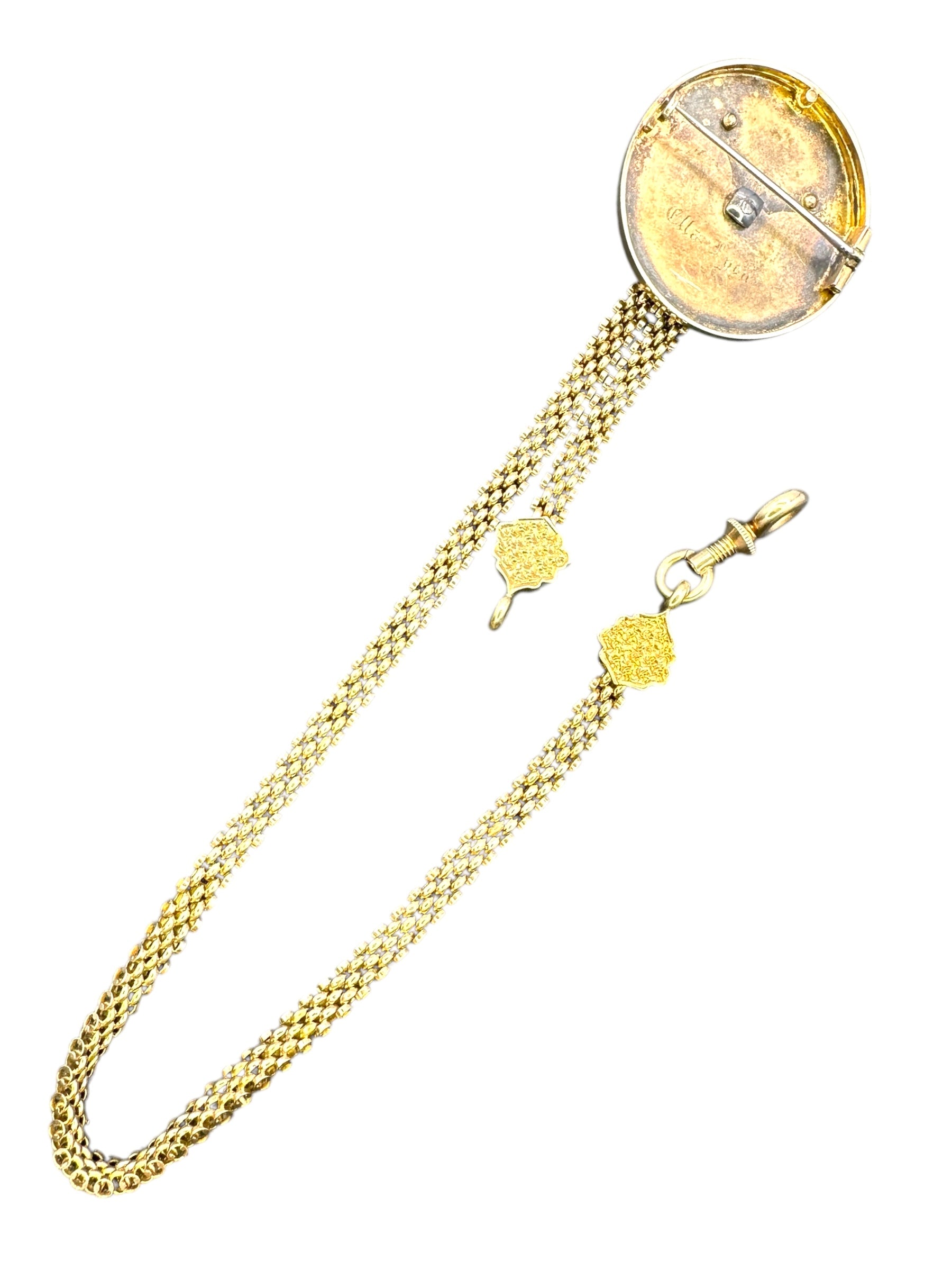 14k Victorian Brooch Watch Chain