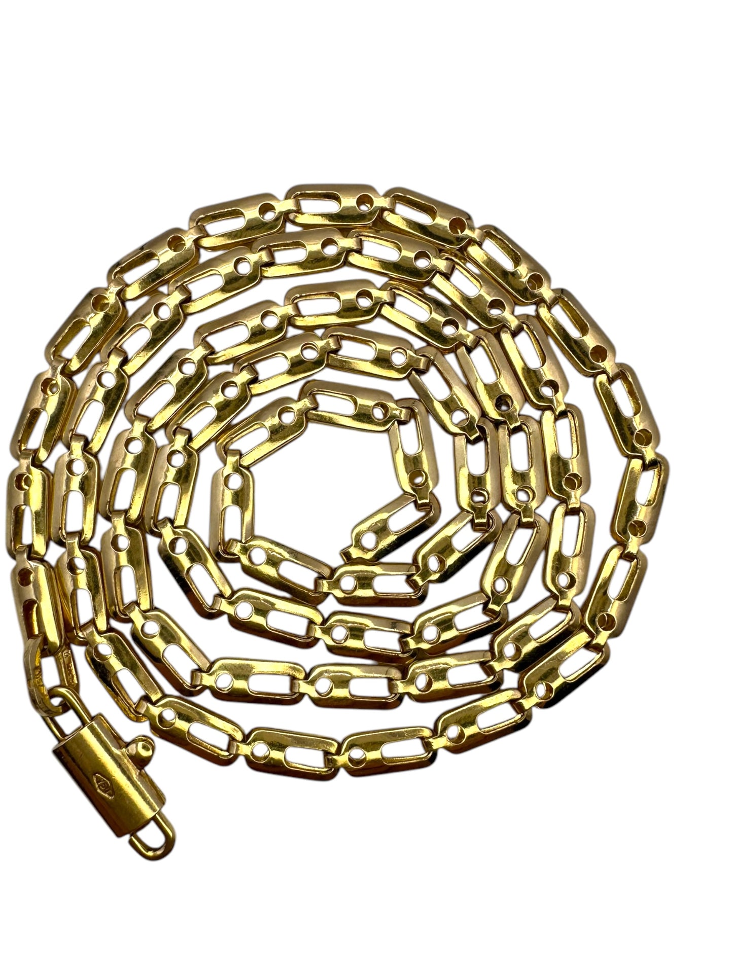 18k Yellow Gold Dot Dash Fancy Link Necklace