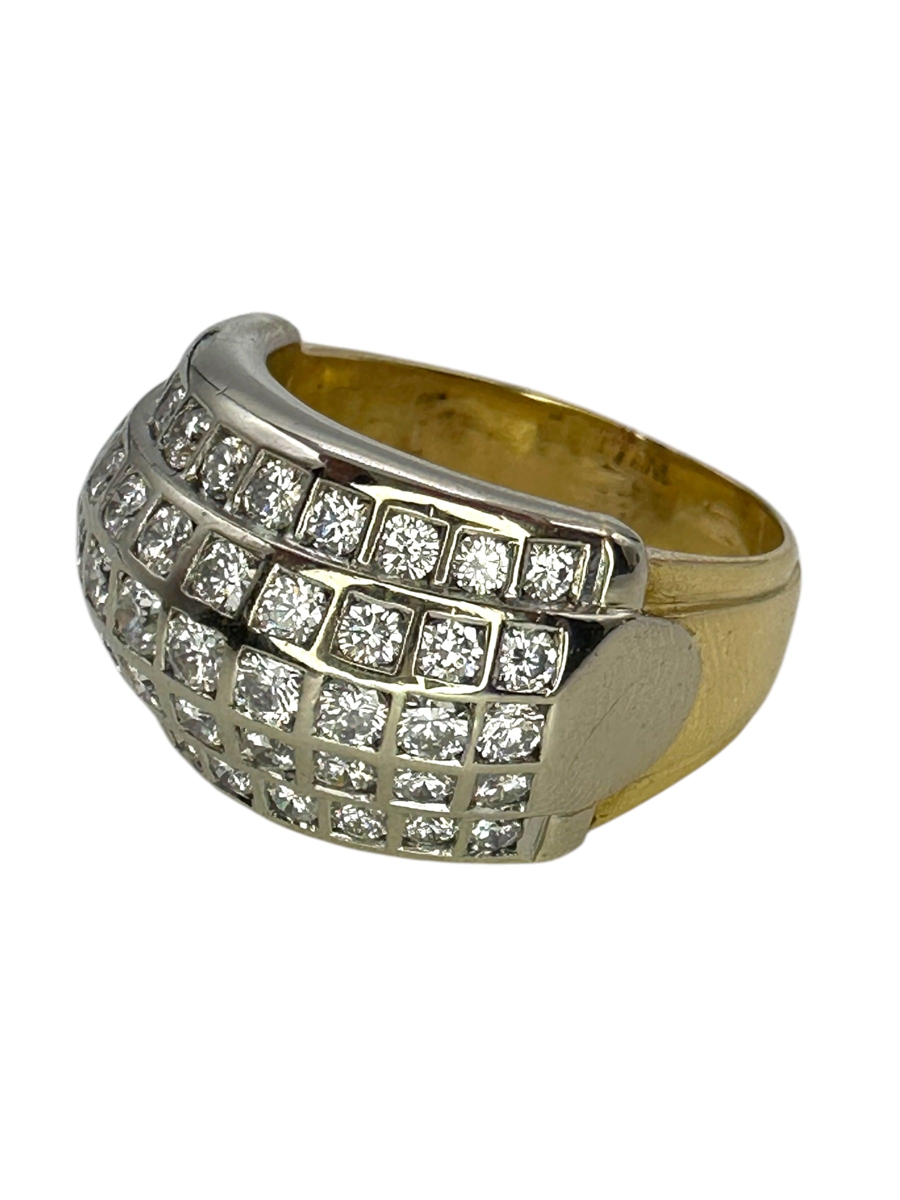 18k Two Tone Chunky Diamond Band Ring