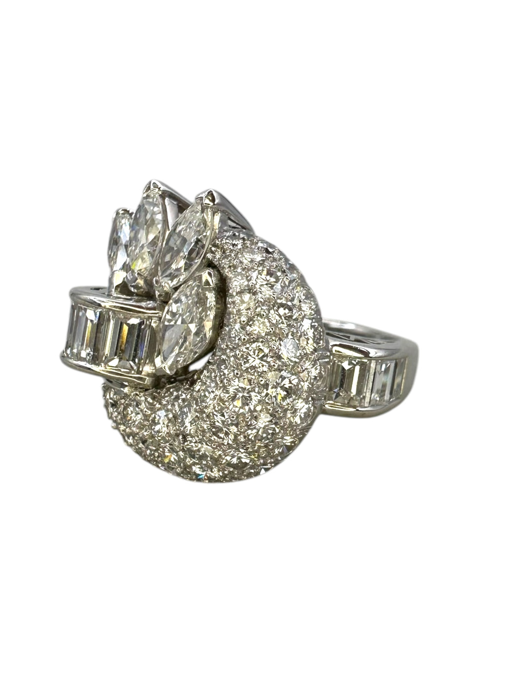 Retro Platinum Diamond Cocktail Ring