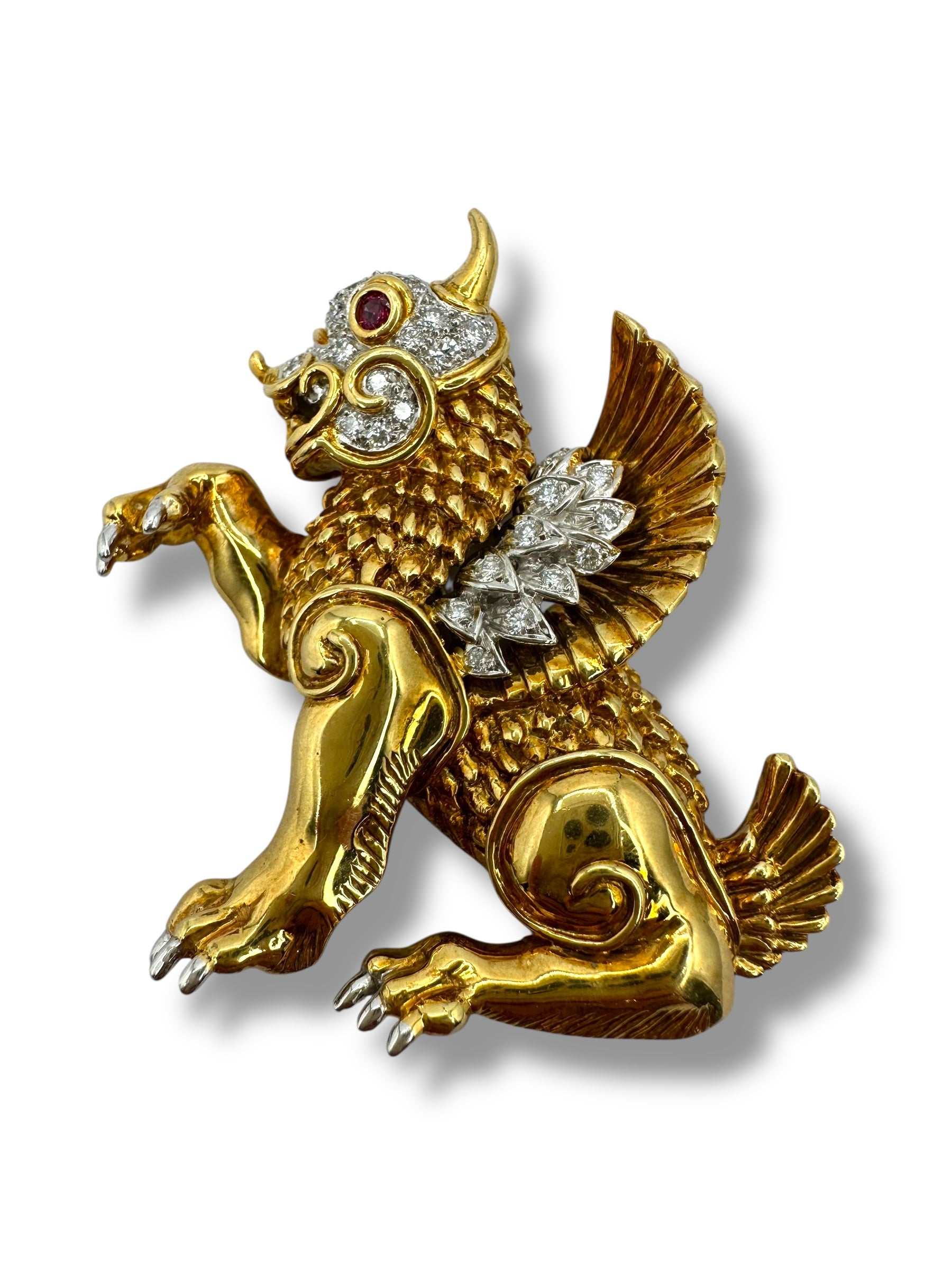 18k Fierce Critter Diamond Brooch