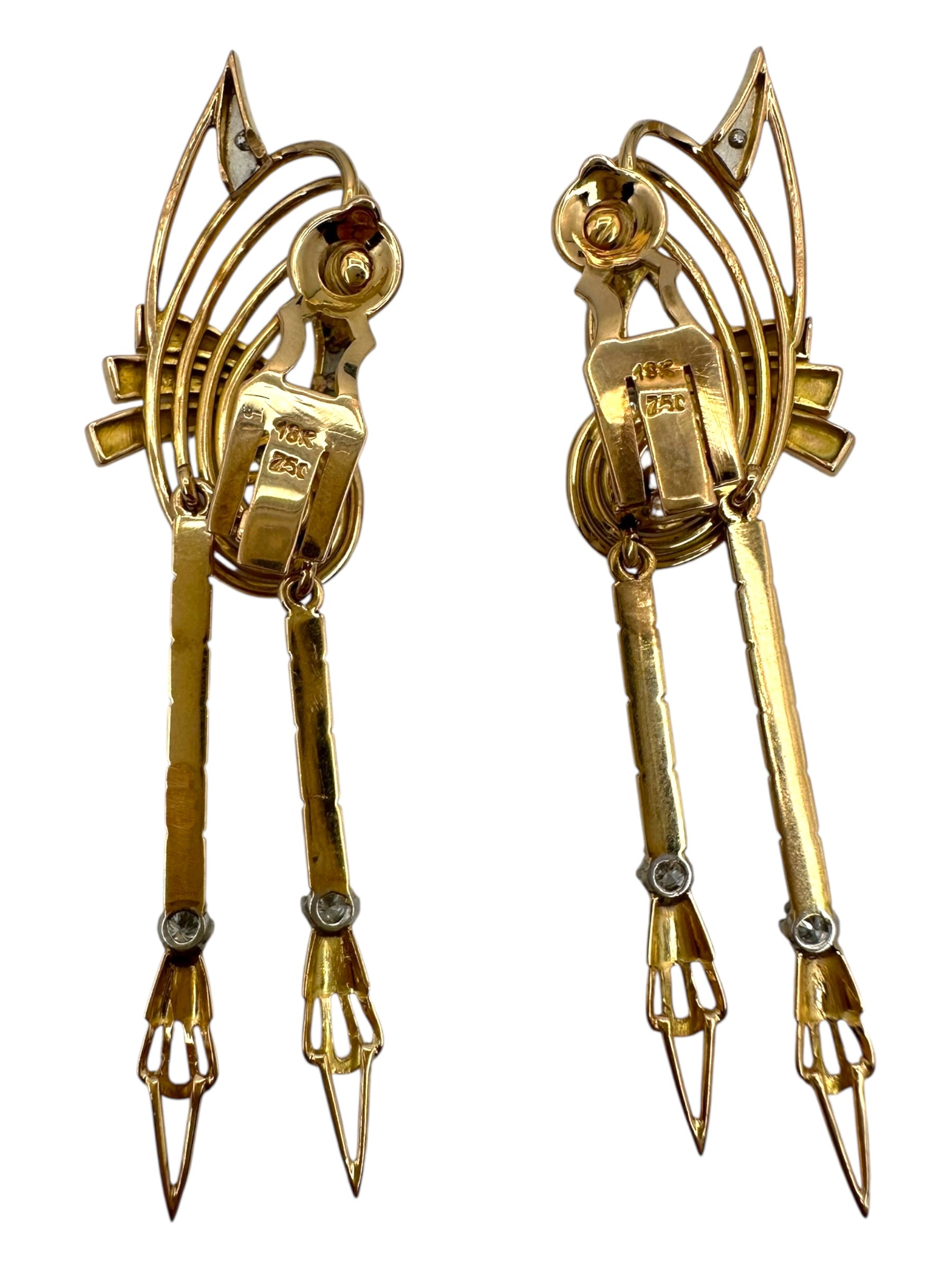 18k Retro Drop Earrings