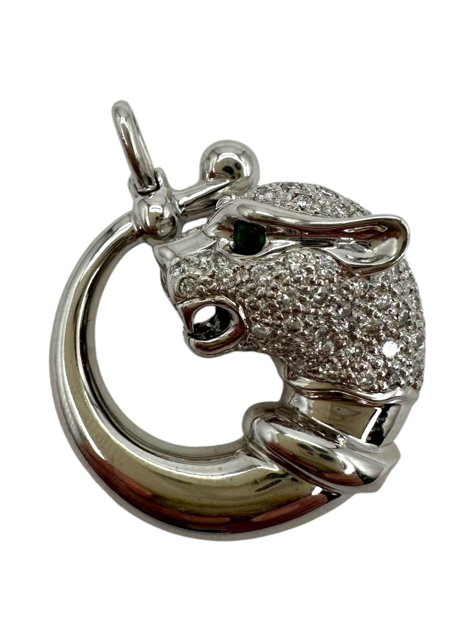 18k Diamond Panther Head Pendant