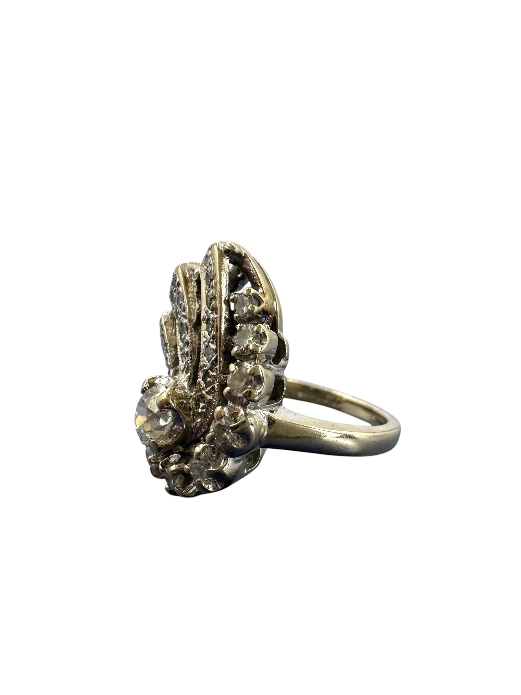 14k Diamond Swirl Ring