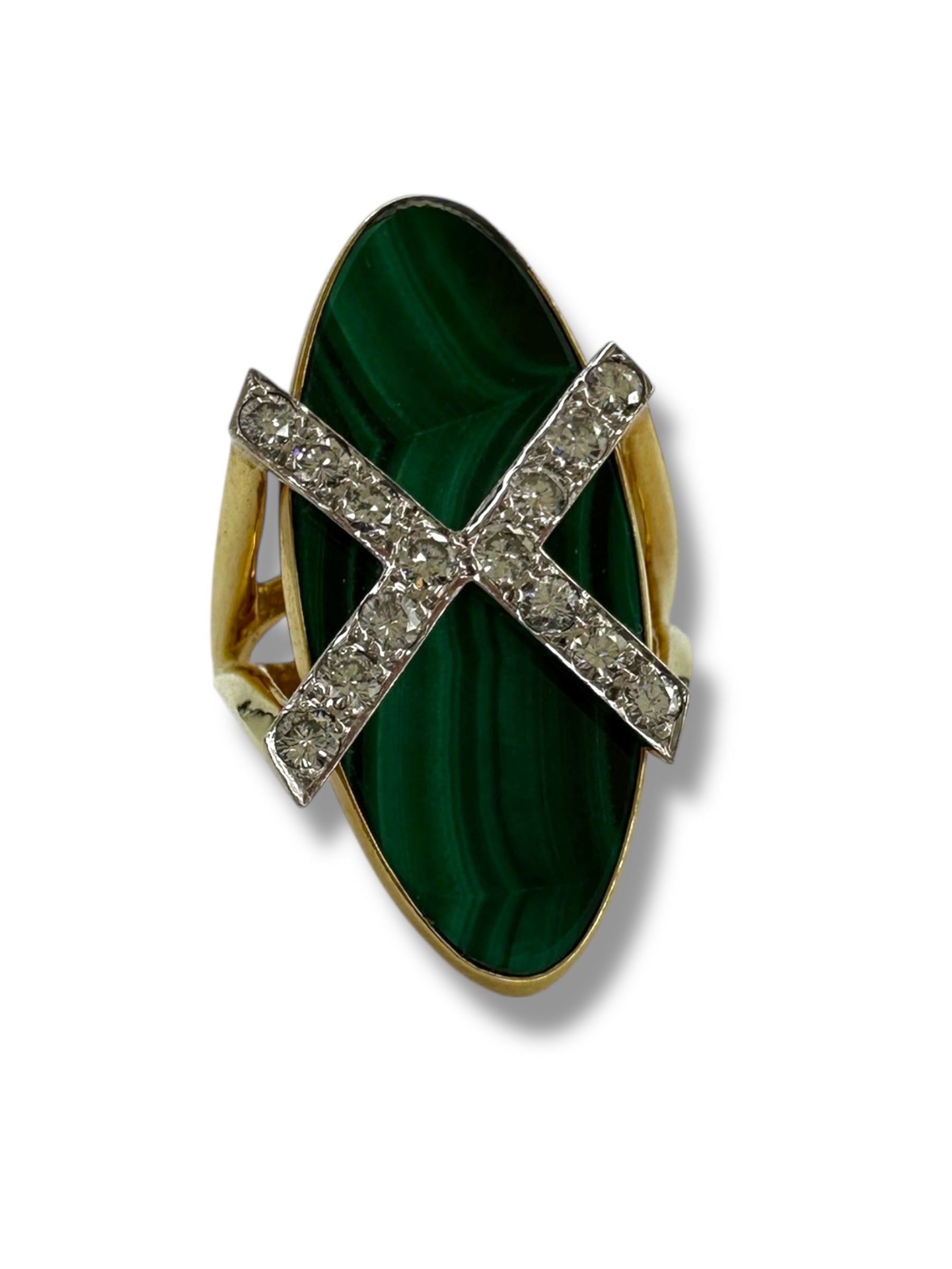 18k Diamond Malachite Ring
