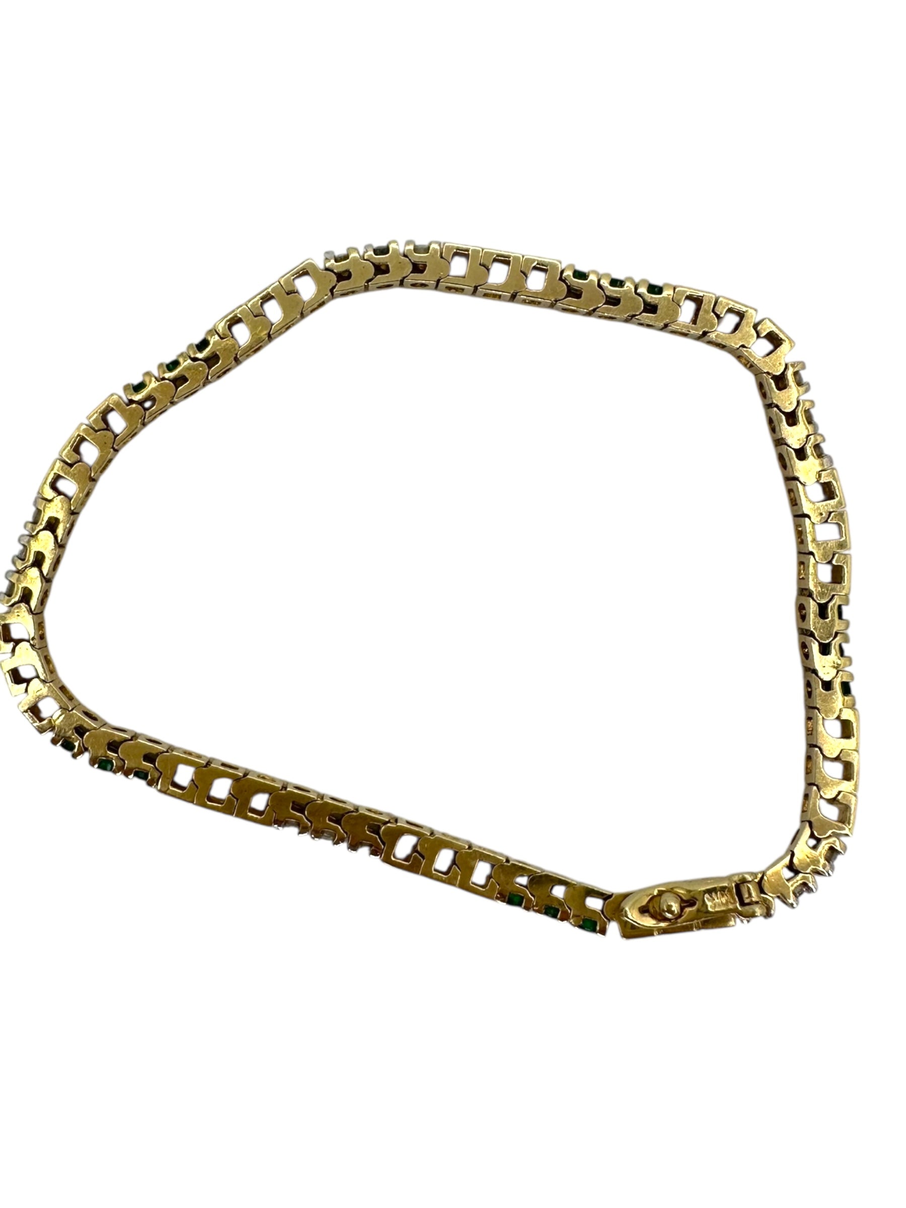 14k Emerald Diamond Line Bracelet