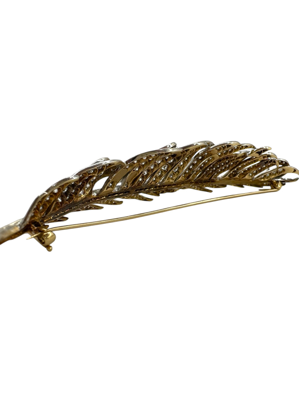 Platinum/ 18k Diamond Feather Brooch