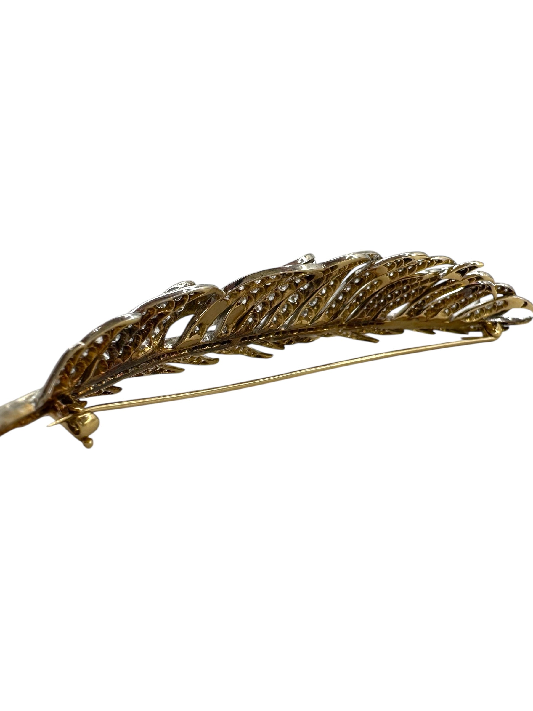 Platinum/ 18k Diamond Feather Brooch
