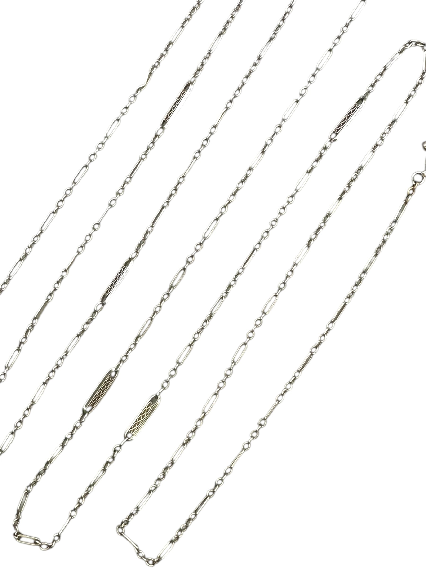 14k White Gold Art Deco Chain Necklace