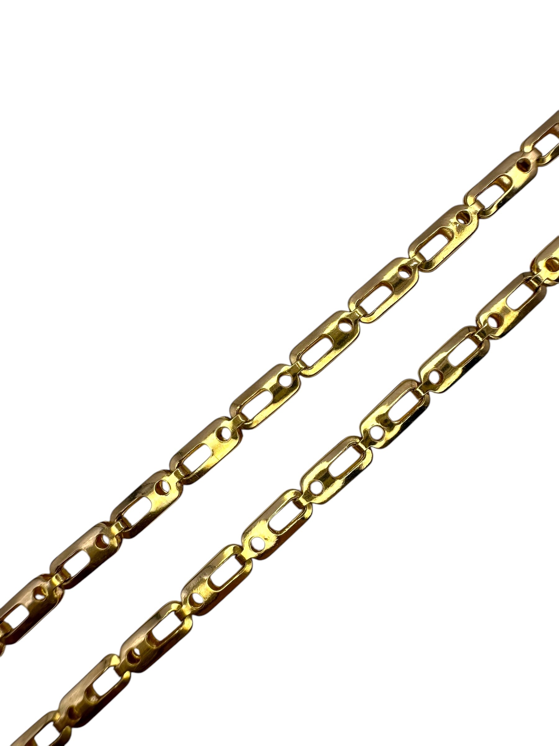18k Yellow Gold Dot Dash Fancy Link Necklace