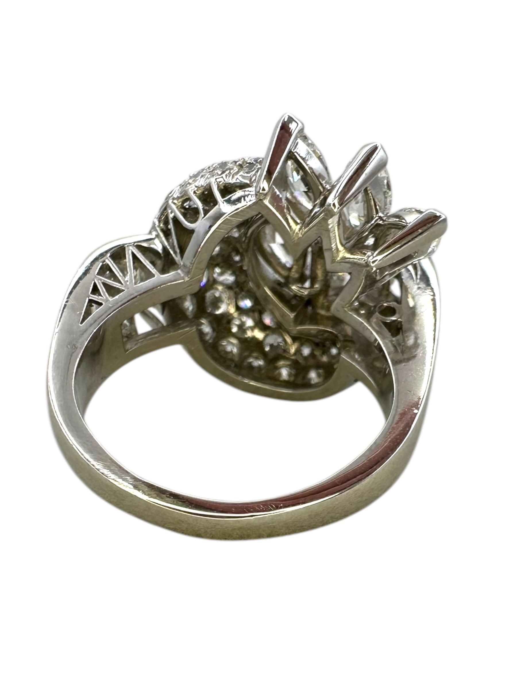 Retro Platinum Diamond Cocktail Ring