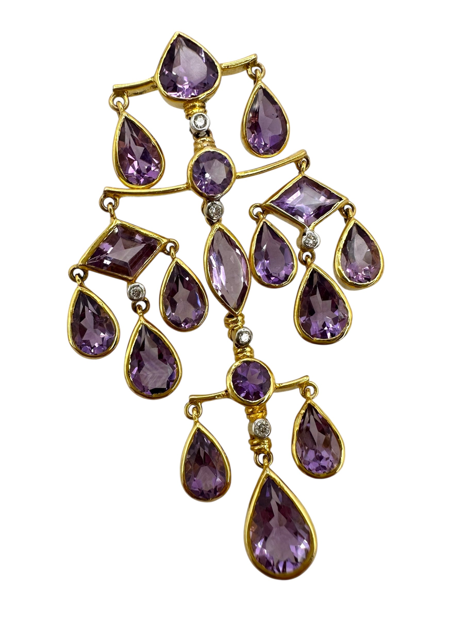 14k Amethyst Diamond Chandelier Earrings
