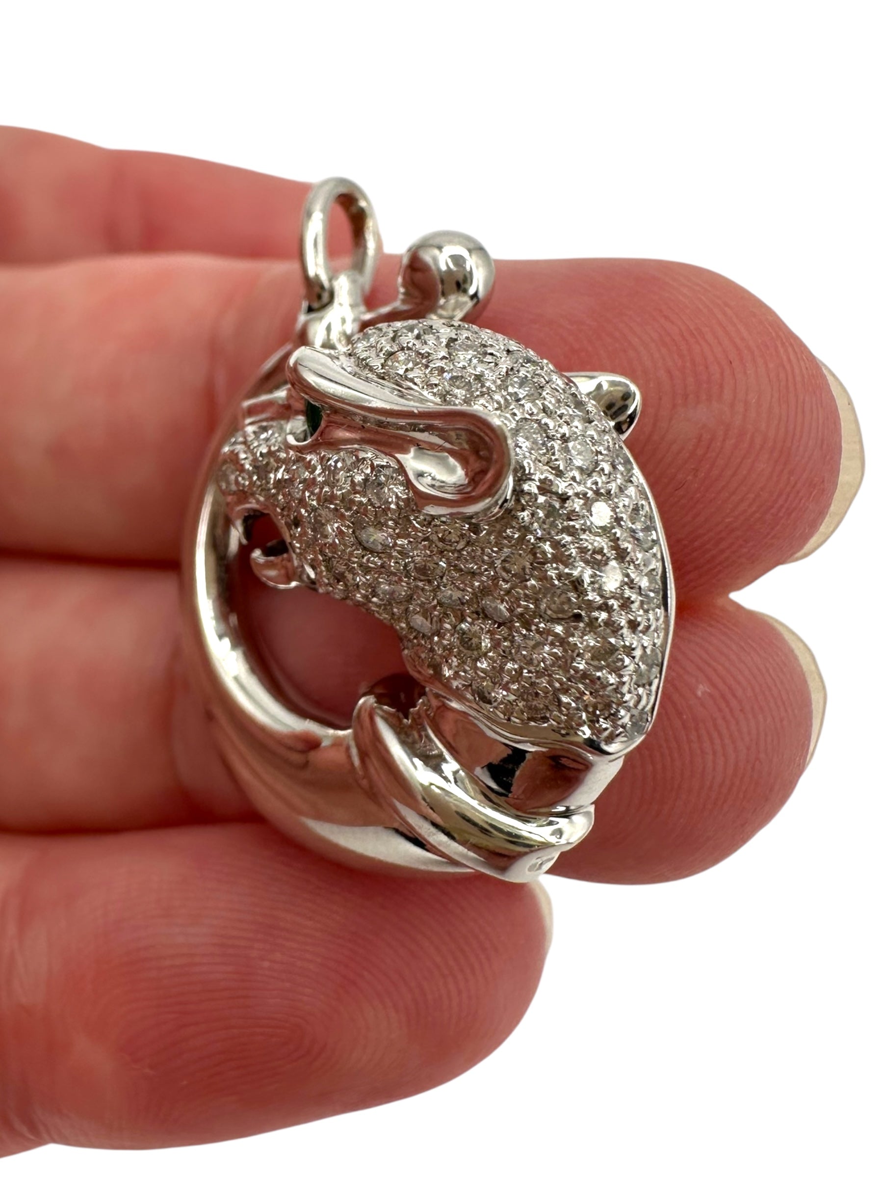 18k Diamond Panther Head Pendant