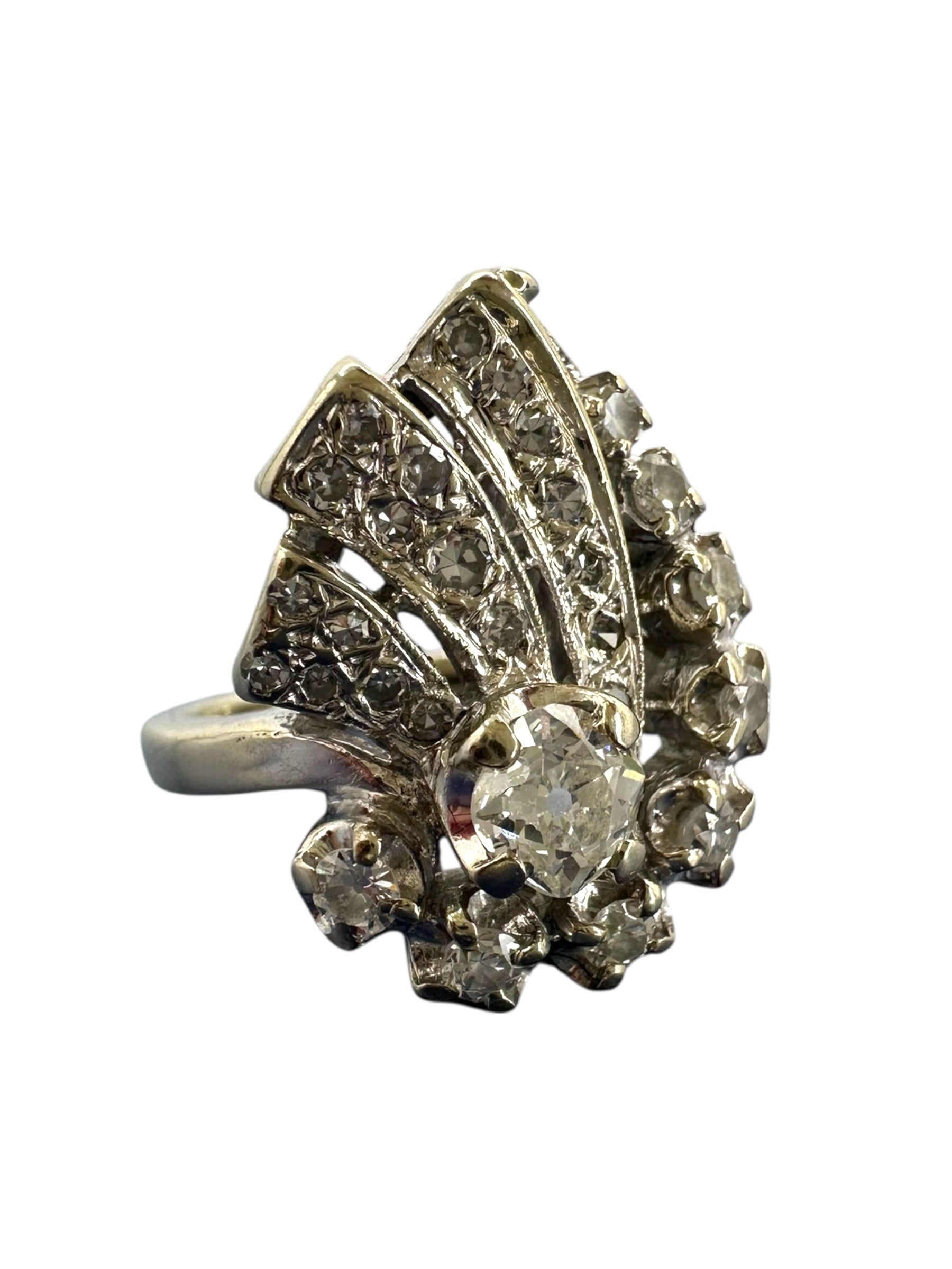 14k Diamond Swirl Ring