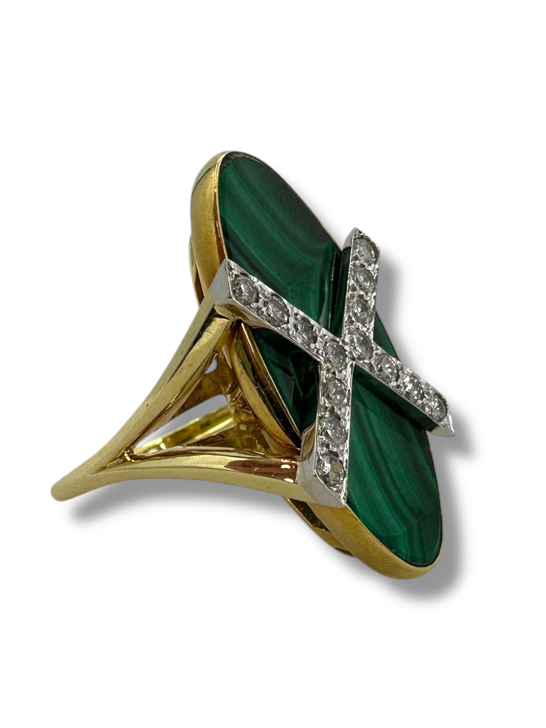 18k Diamond Malachite Ring