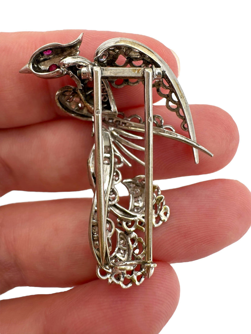 Platinum Diamond Phoenix Bird Brooch