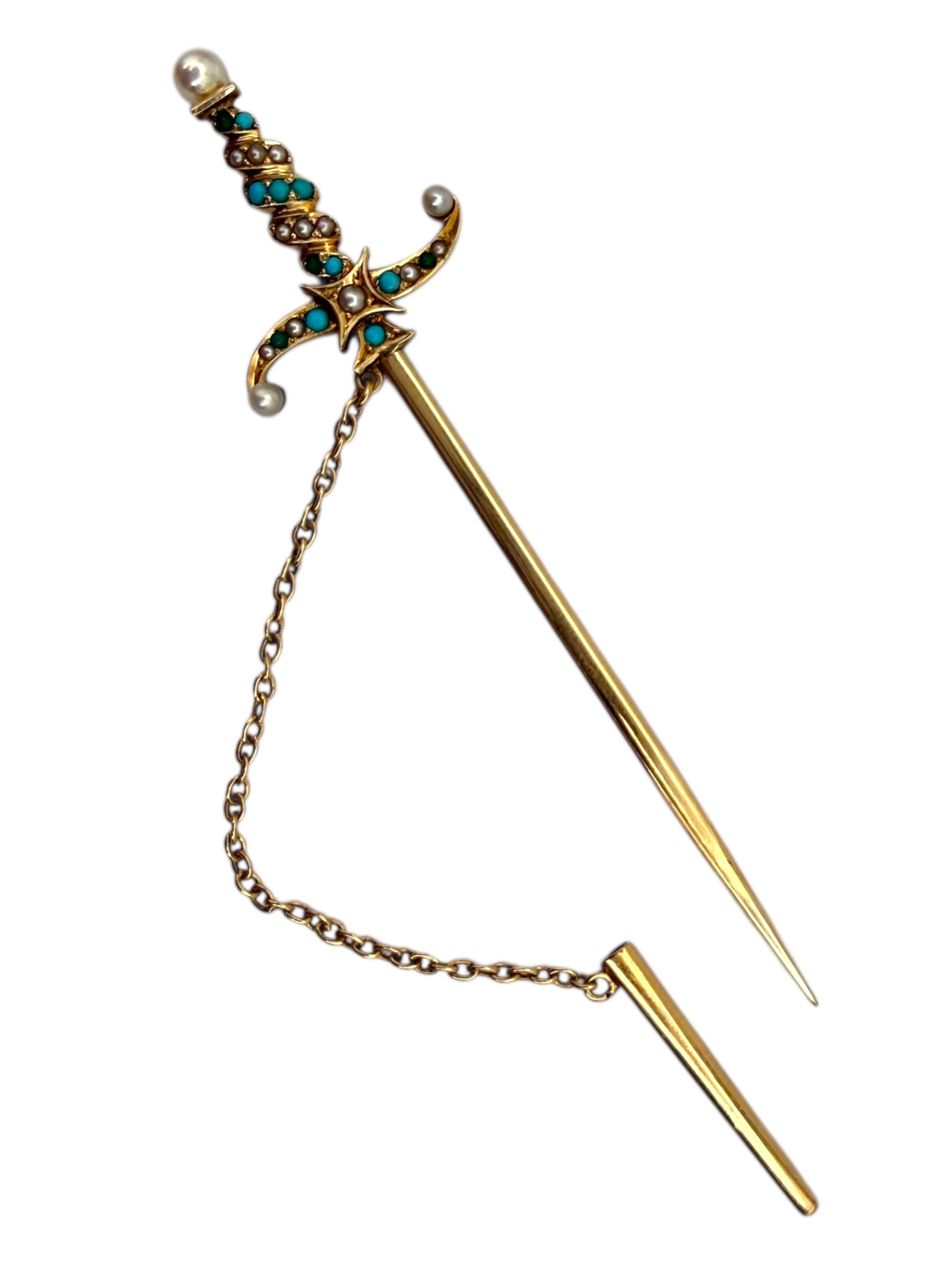 14k Victorian Sword Jabot Brooch