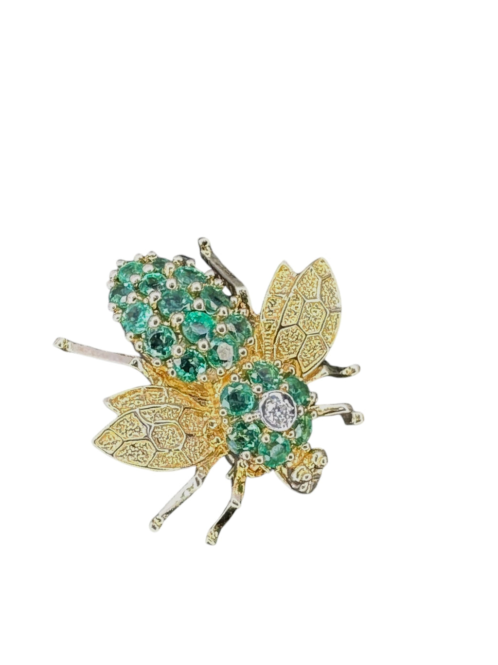 14k Emerald Diamond Bee Pin/ Pendant