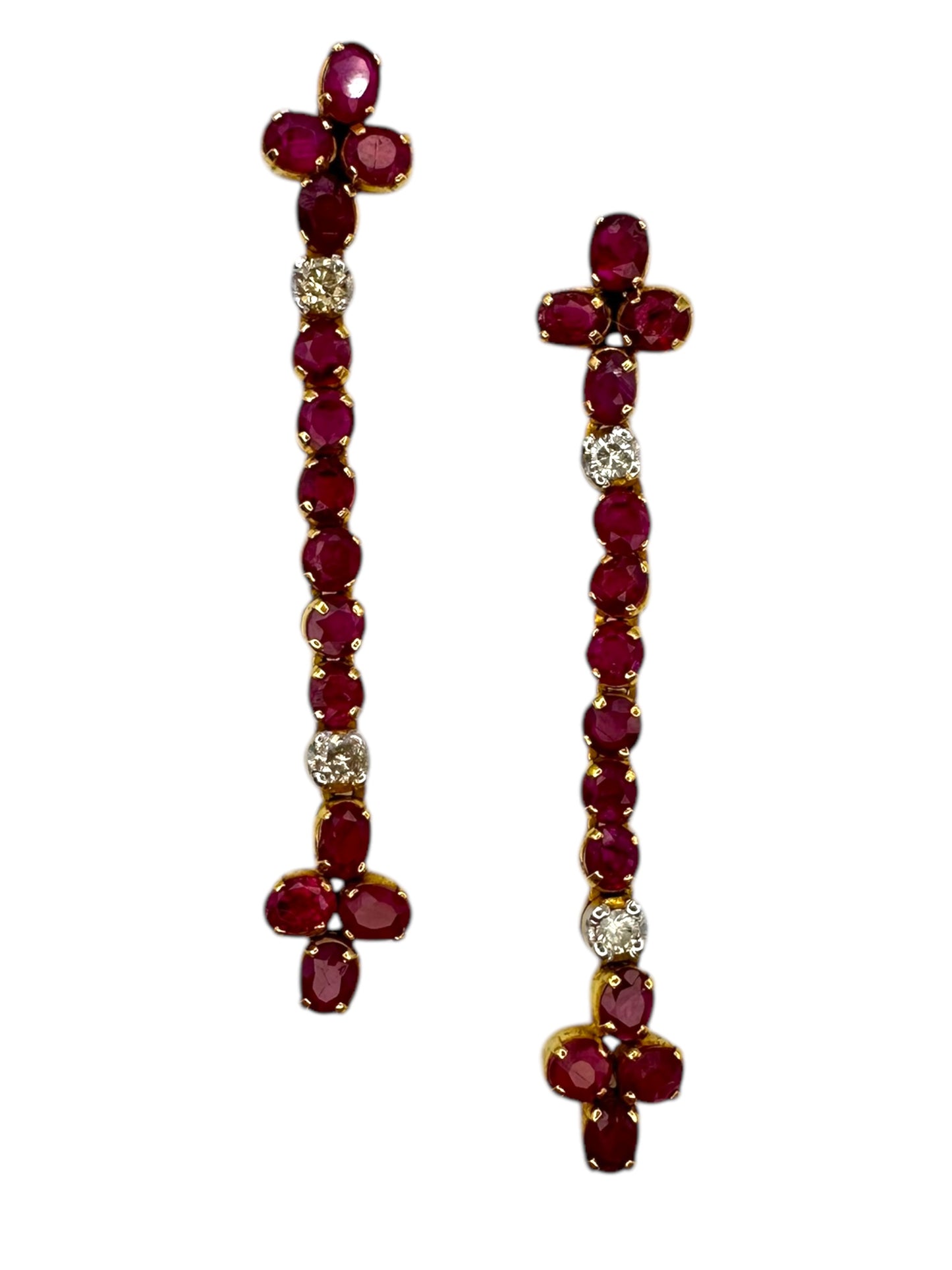 21k Ruby Diamond Cross Drop Earrings