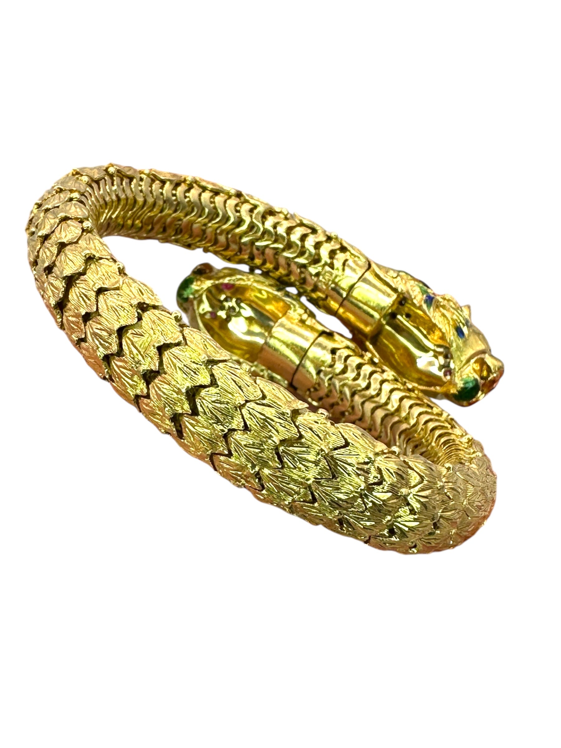 18k Lion Head Enamel Diamond Flex Bracelet