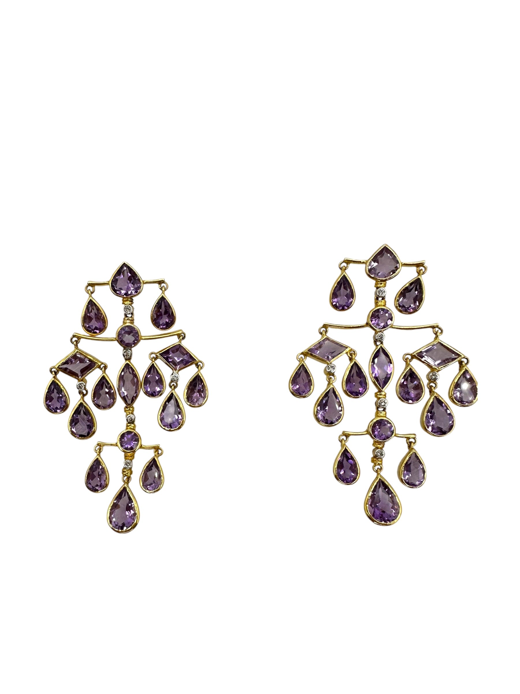 14k Amethyst Diamond Chandelier Earrings