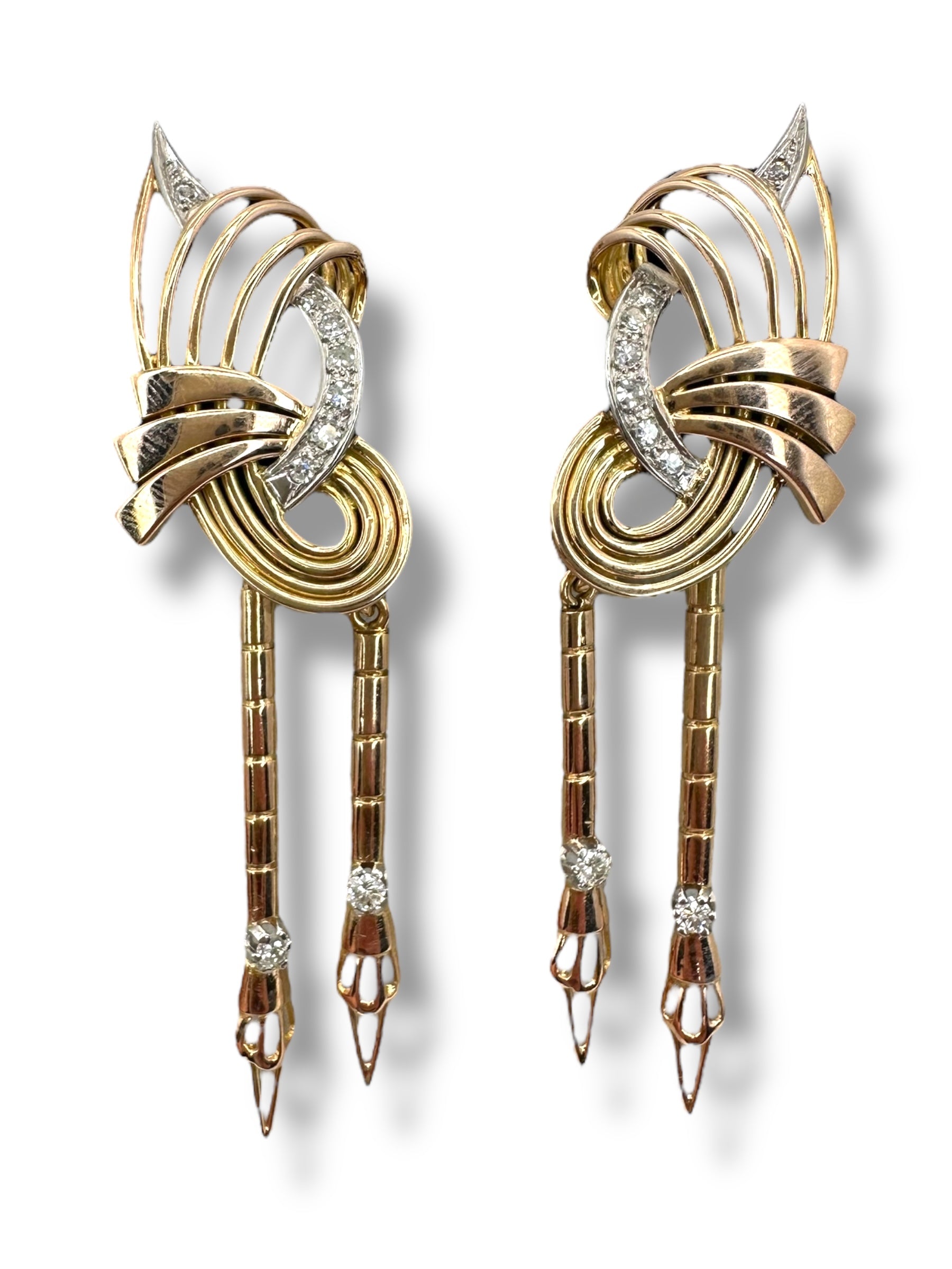 18k Retro Drop Earrings